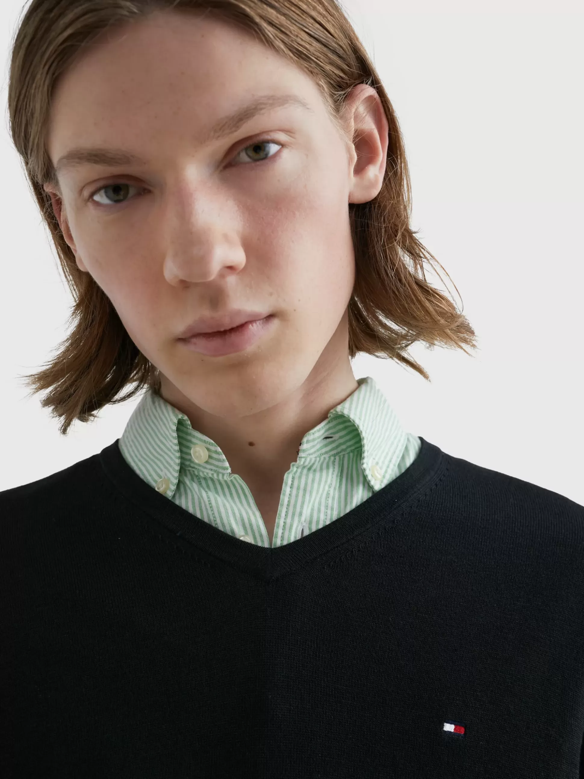 Tommy Hilfiger Swetry | Dzianina^Bawełniana Bluza Od Dresu Z Dekoltem W Kształcie Litery V