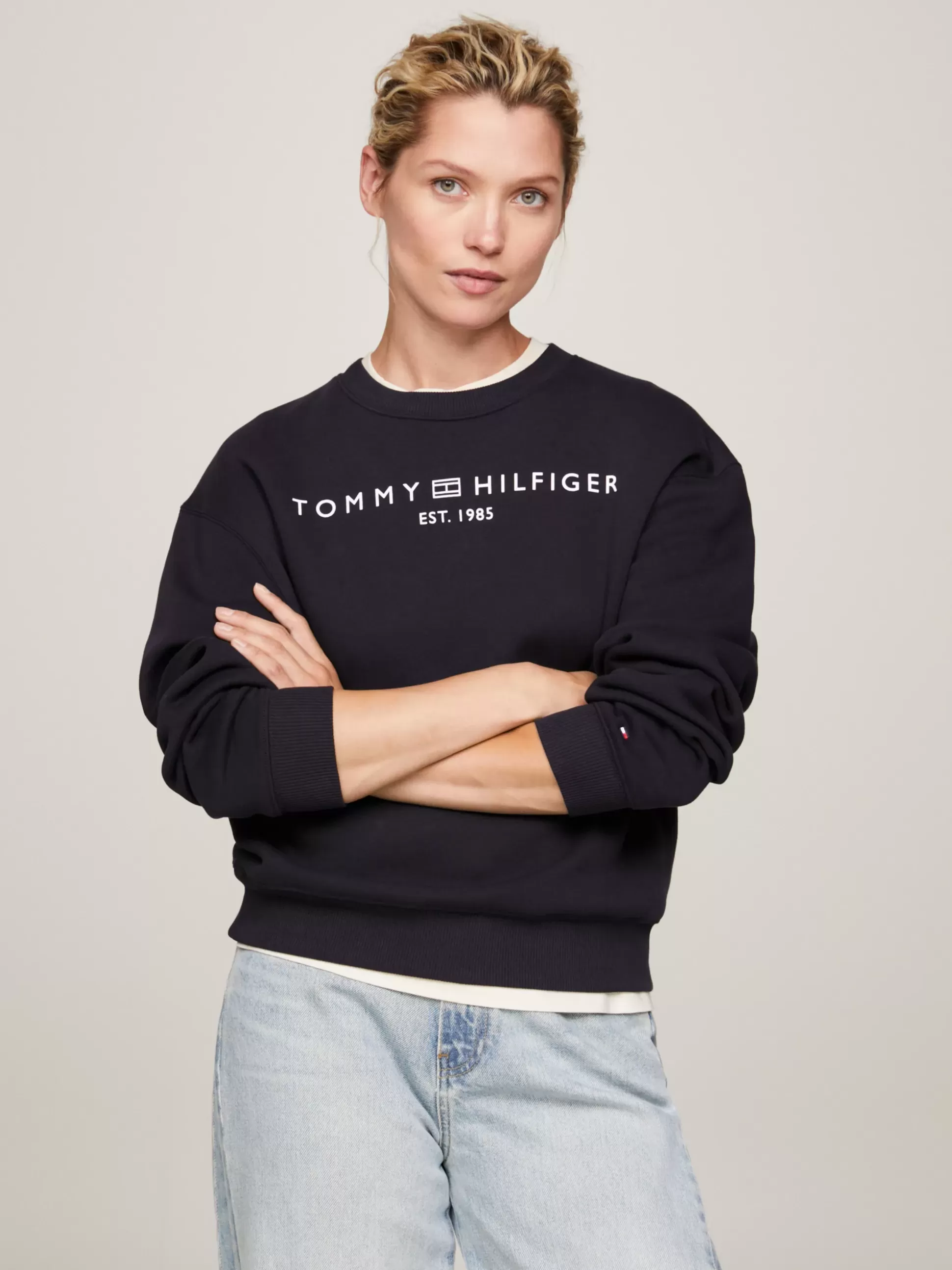 Tommy Hilfiger Bluzy Dresowe & Z Kapturem^Bluza Z Okrągłym Dekoltem I Logo