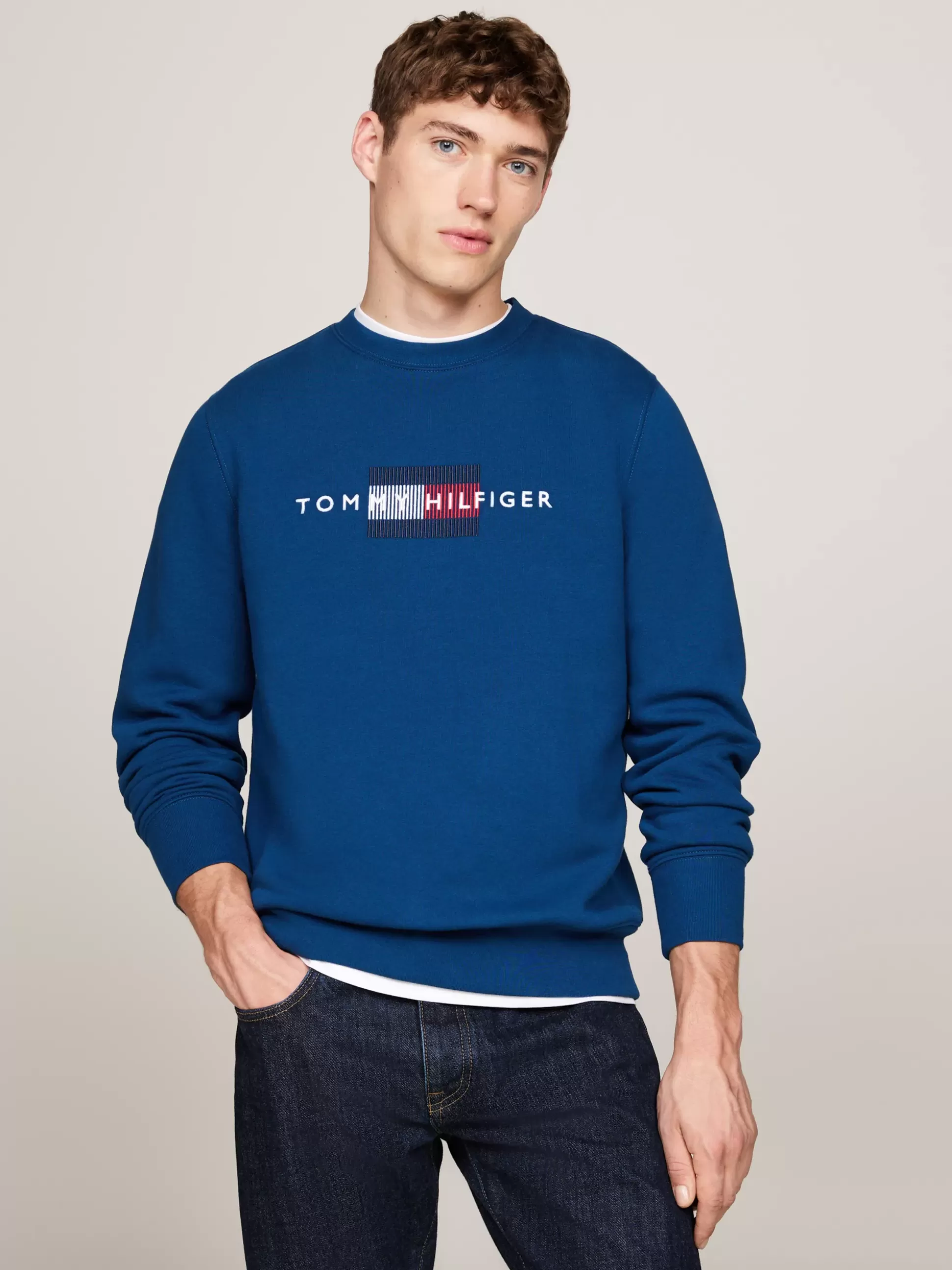 Tommy Hilfiger Bluzy Dresowe & Z Kapturem^Bluza Z Okrągłym Dekoltem I Wyszywanym Logo