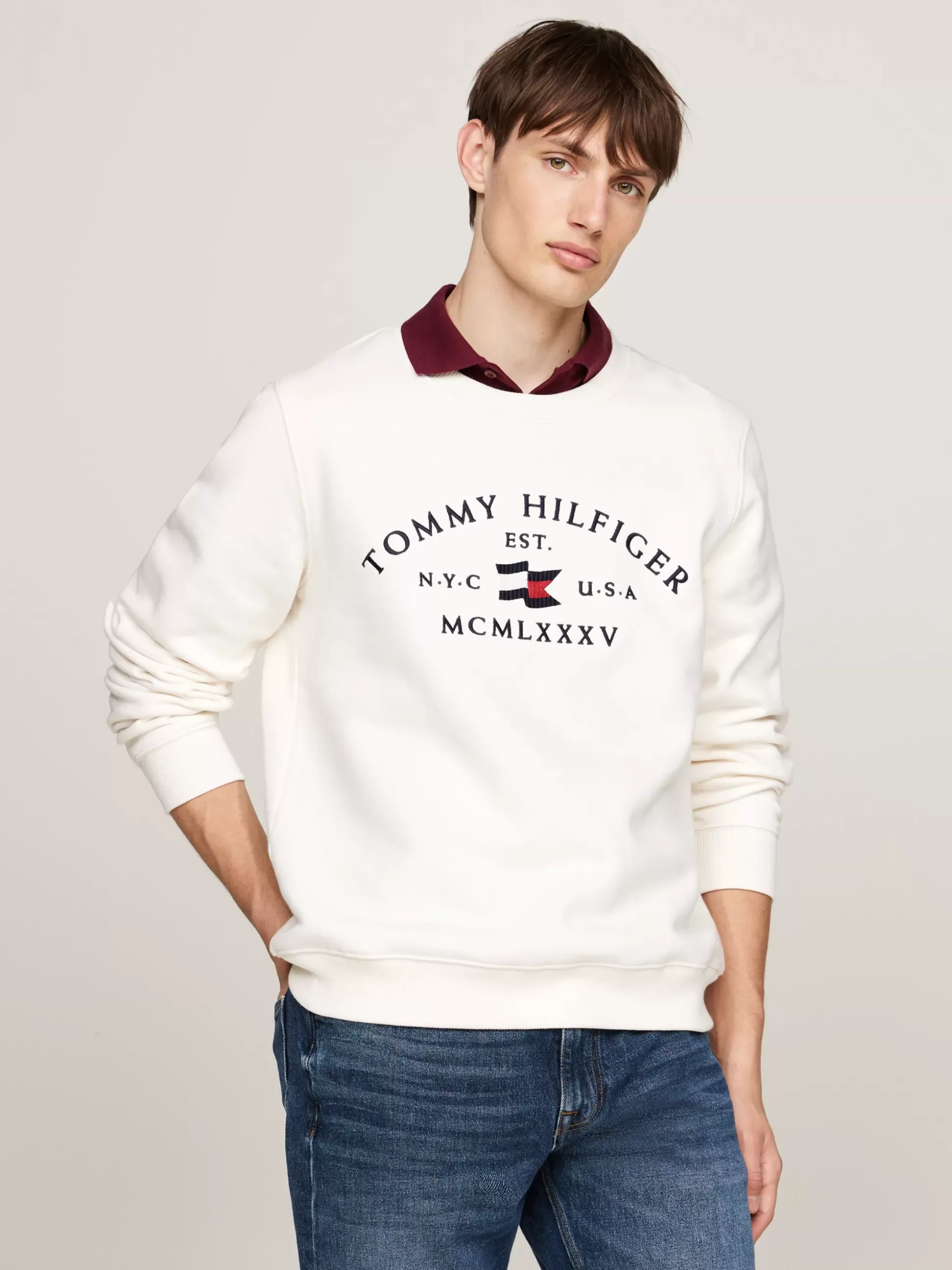 Tommy Hilfiger Bluzy Dresowe & Z Kapturem^Bluza Z Okrągłym Dekoltem I Wyszywanym Logo