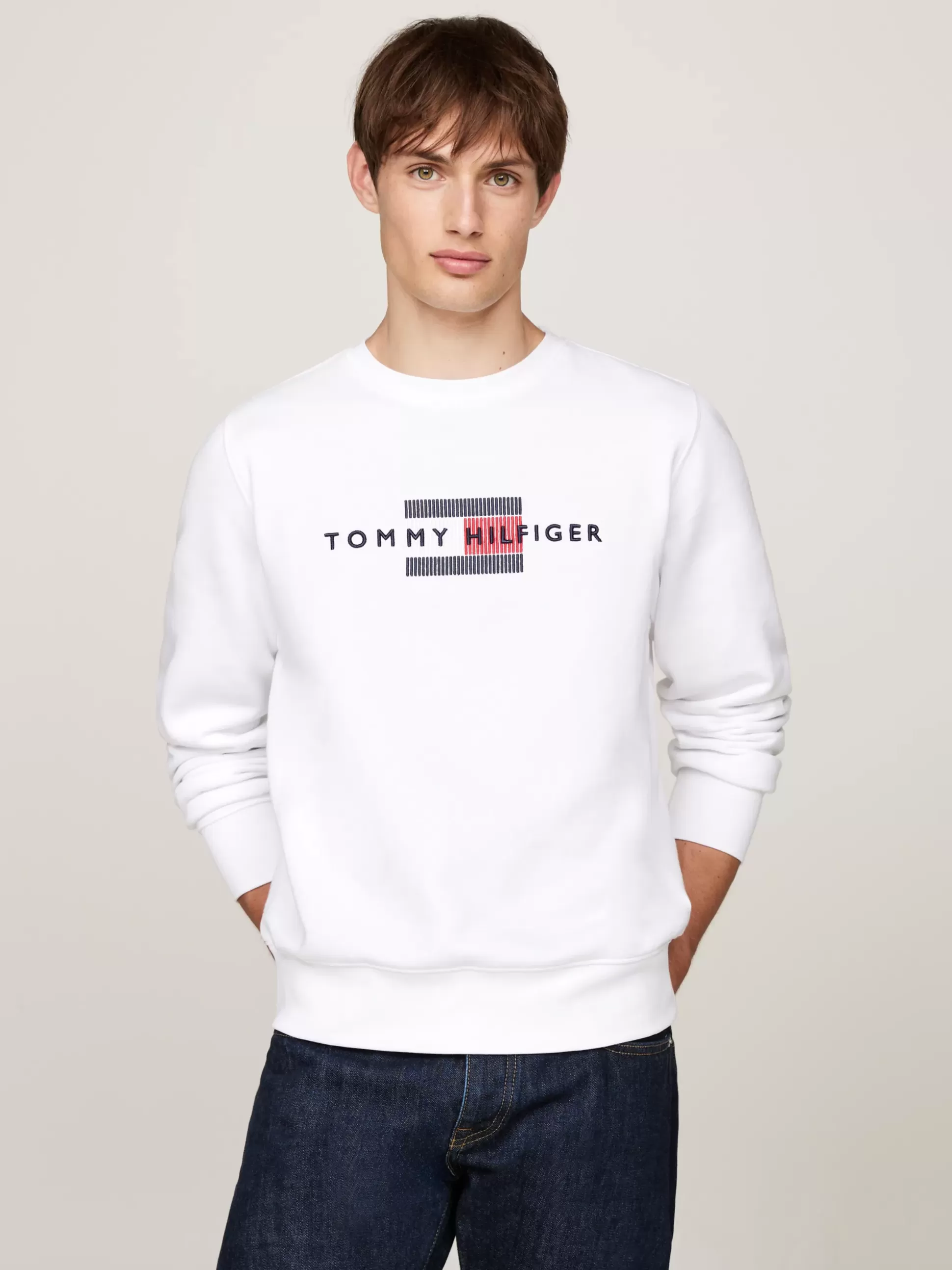 Tommy Hilfiger Bluzy Dresowe & Z Kapturem^Bluza Z Okrągłym Dekoltem I Wyszywanym Logo