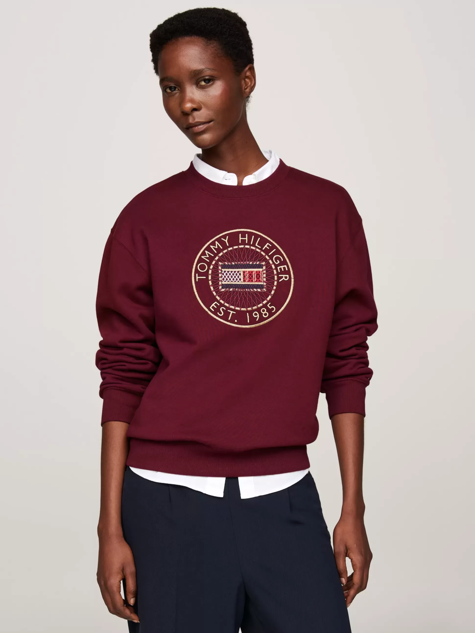 Tommy Hilfiger Bluzy Dresowe & Z Kapturem^Bluza Z Okrągłym Dekoltem I Wyszywanym Logo