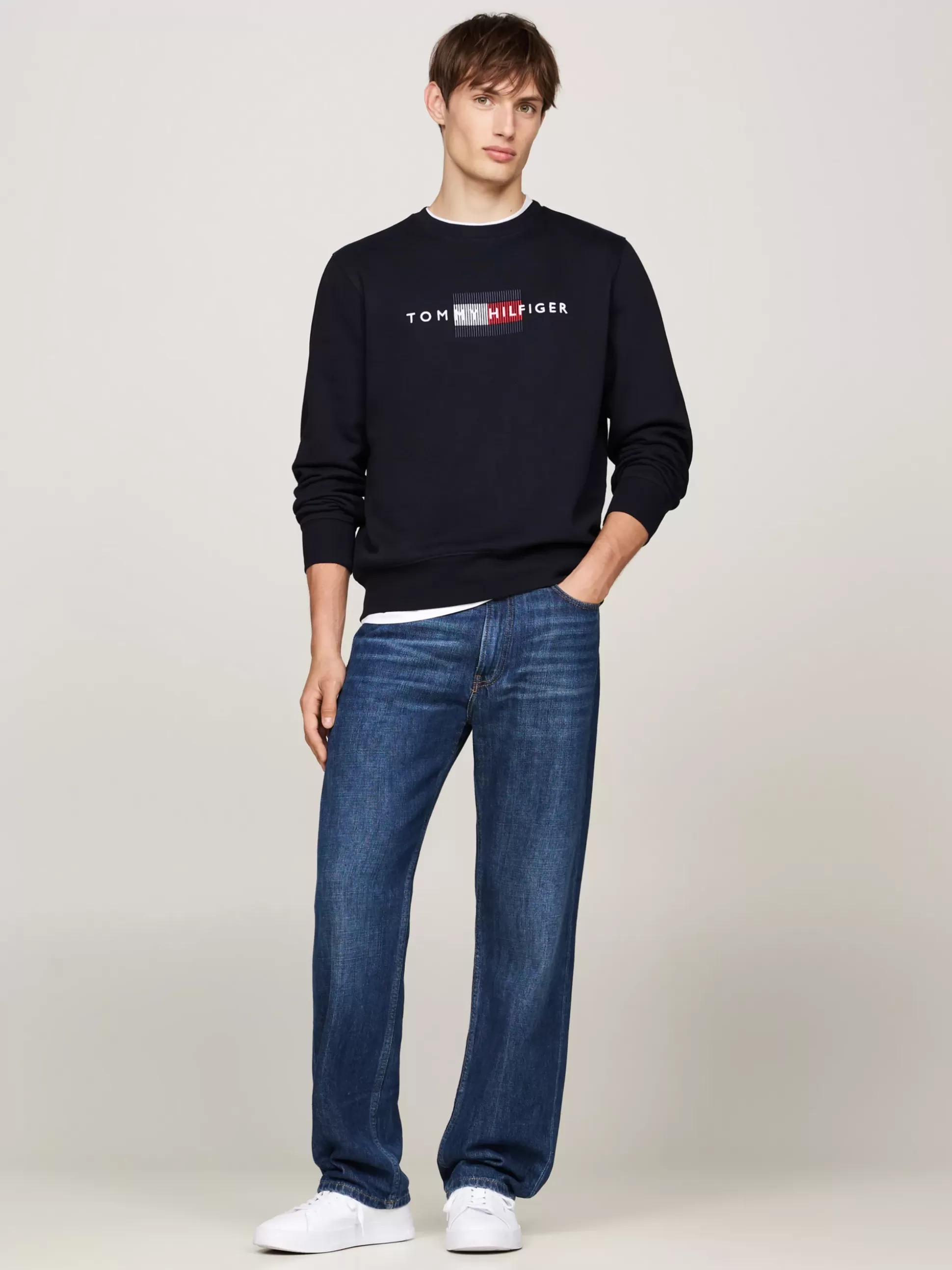 Tommy Hilfiger Bluzy Dresowe & Z Kapturem^Bluza Z Okrągłym Dekoltem I Wyszywanym Logo