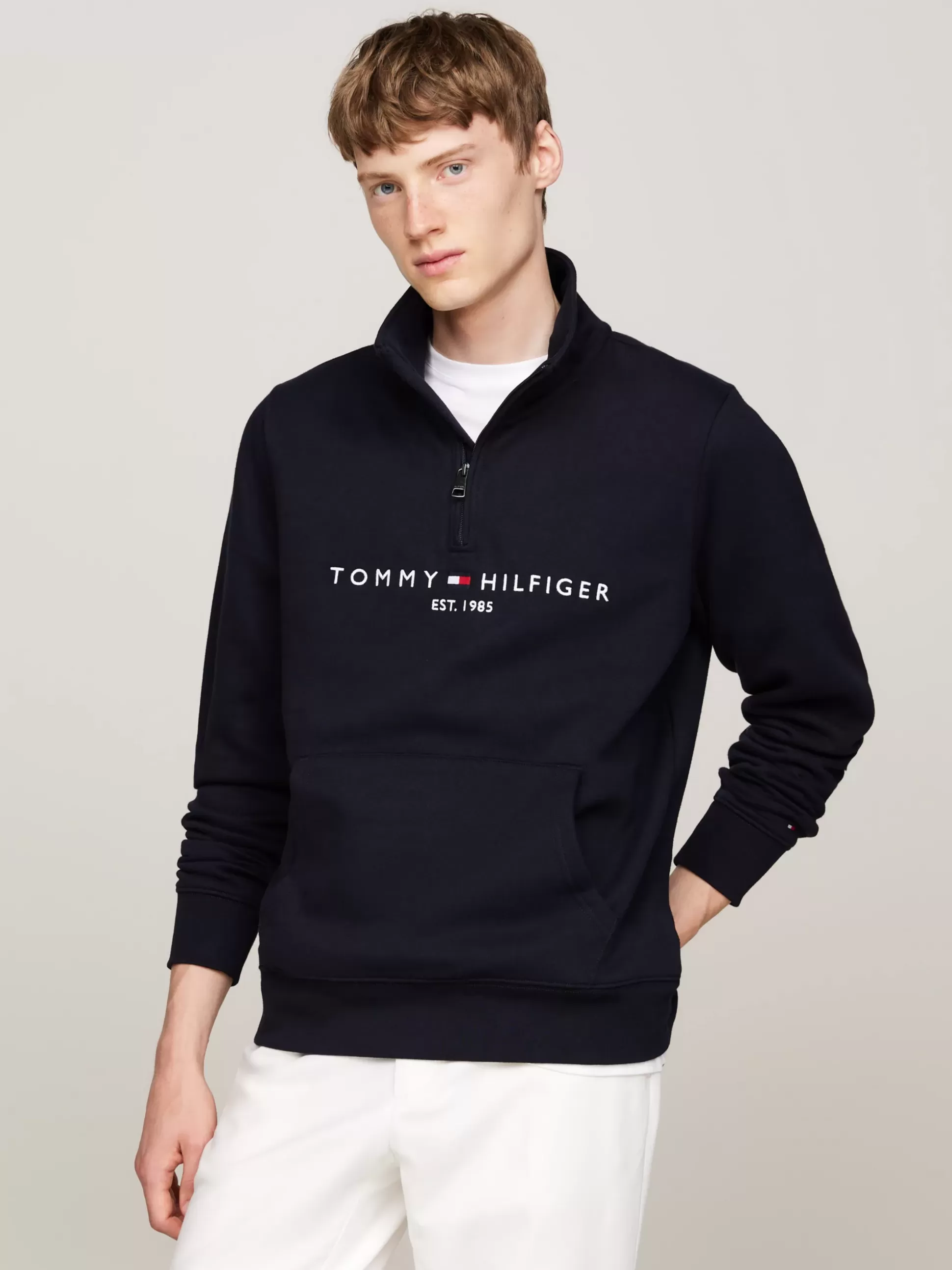 Tommy Hilfiger Bluzy Dresowe & Z Kapturem | Dresy^Bluza Z Półgolfem I Zamkiem Do 1/4 Długości