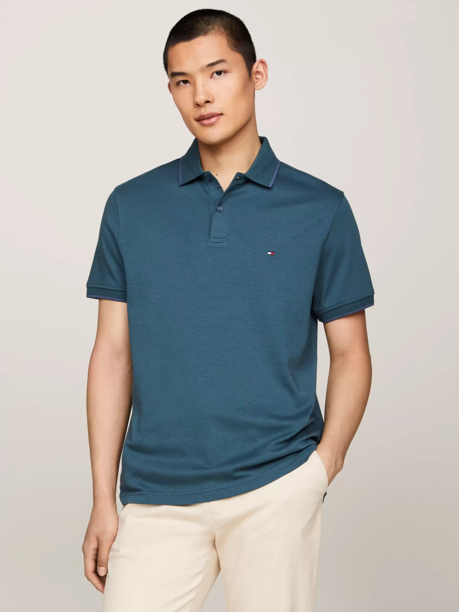 Tommy Hilfiger Koszulki Polo^Dwukolorowa Koszulka Polo O Regularnym Kroju