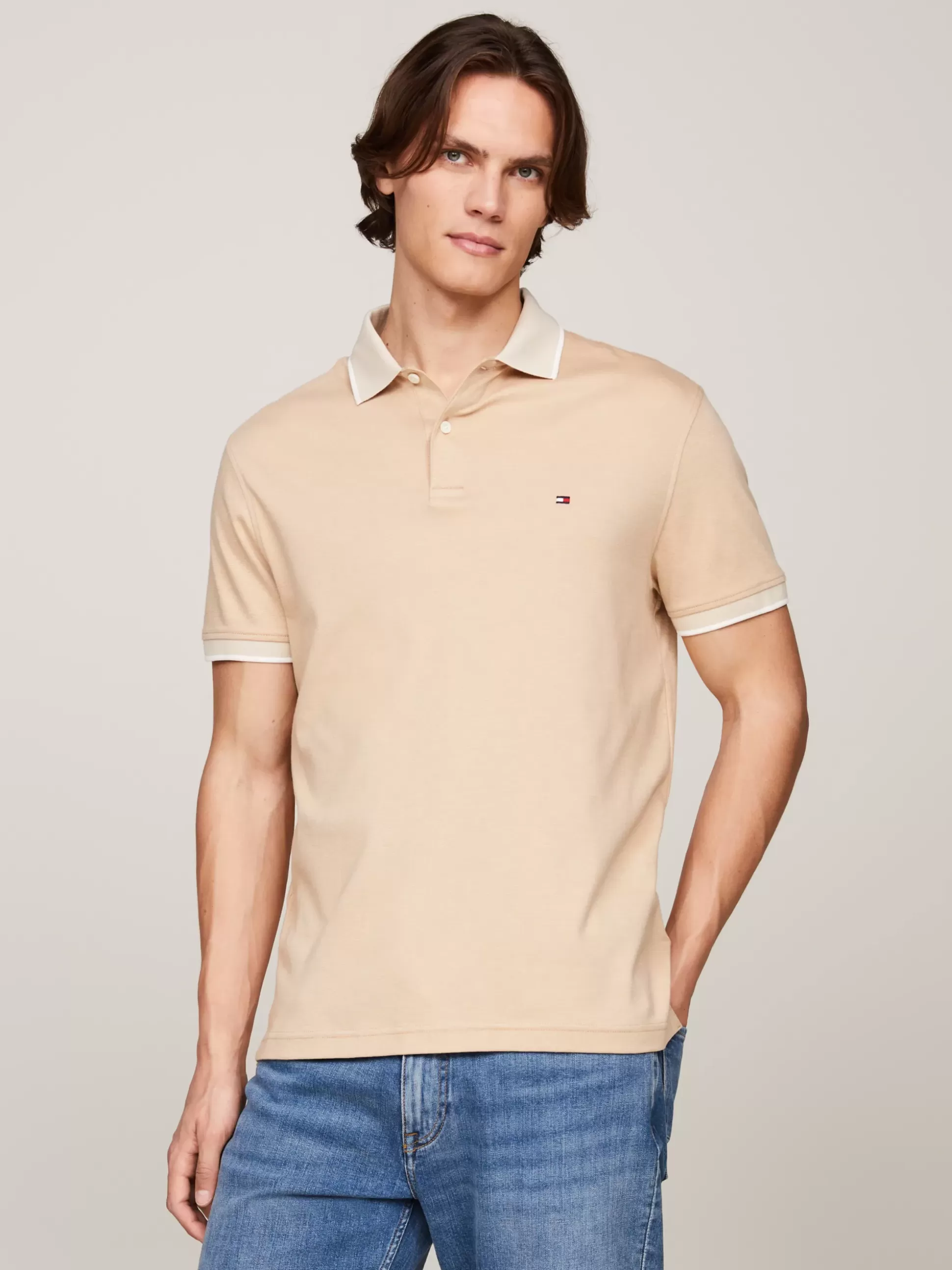 Tommy Hilfiger Koszulki Polo^Dwukolorowa Koszulka Polo O Regularnym Kroju