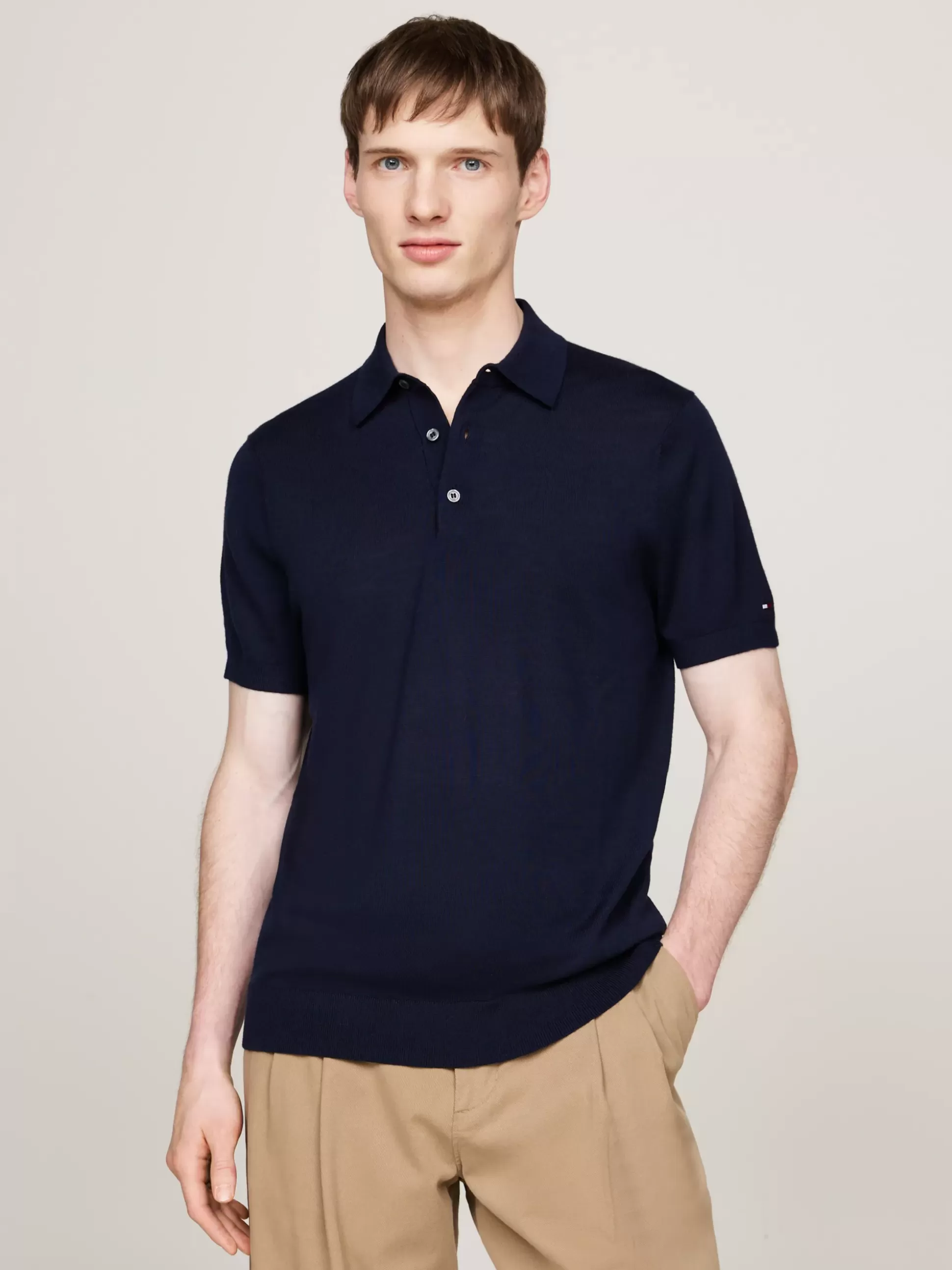 Tommy Hilfiger Swetry | Dzianina^Elegancka Koszulka Polo Z Czystej Wełny