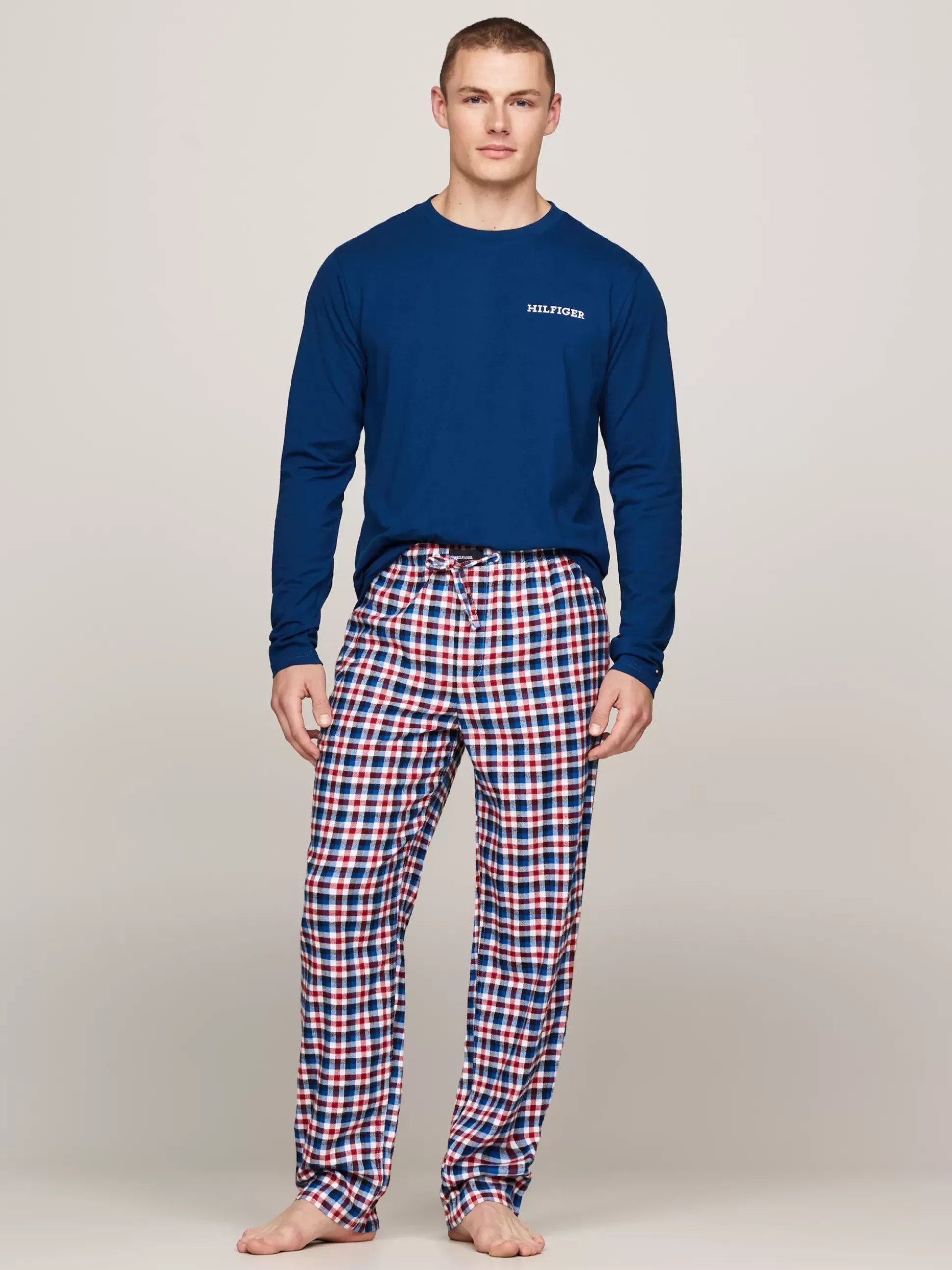 Tommy Hilfiger Stroje Kąpielowe^Flanelowa Piżama Z Logo Hilfiger Monotype