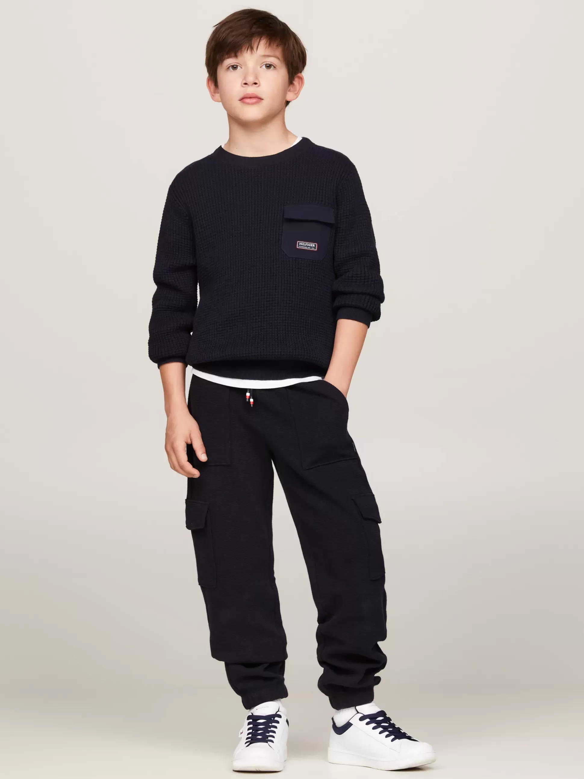 Dzieci Tommy Hilfiger Spodnie I Szorty^Joggery Hilfiger Monotype O Splocie Waflowym