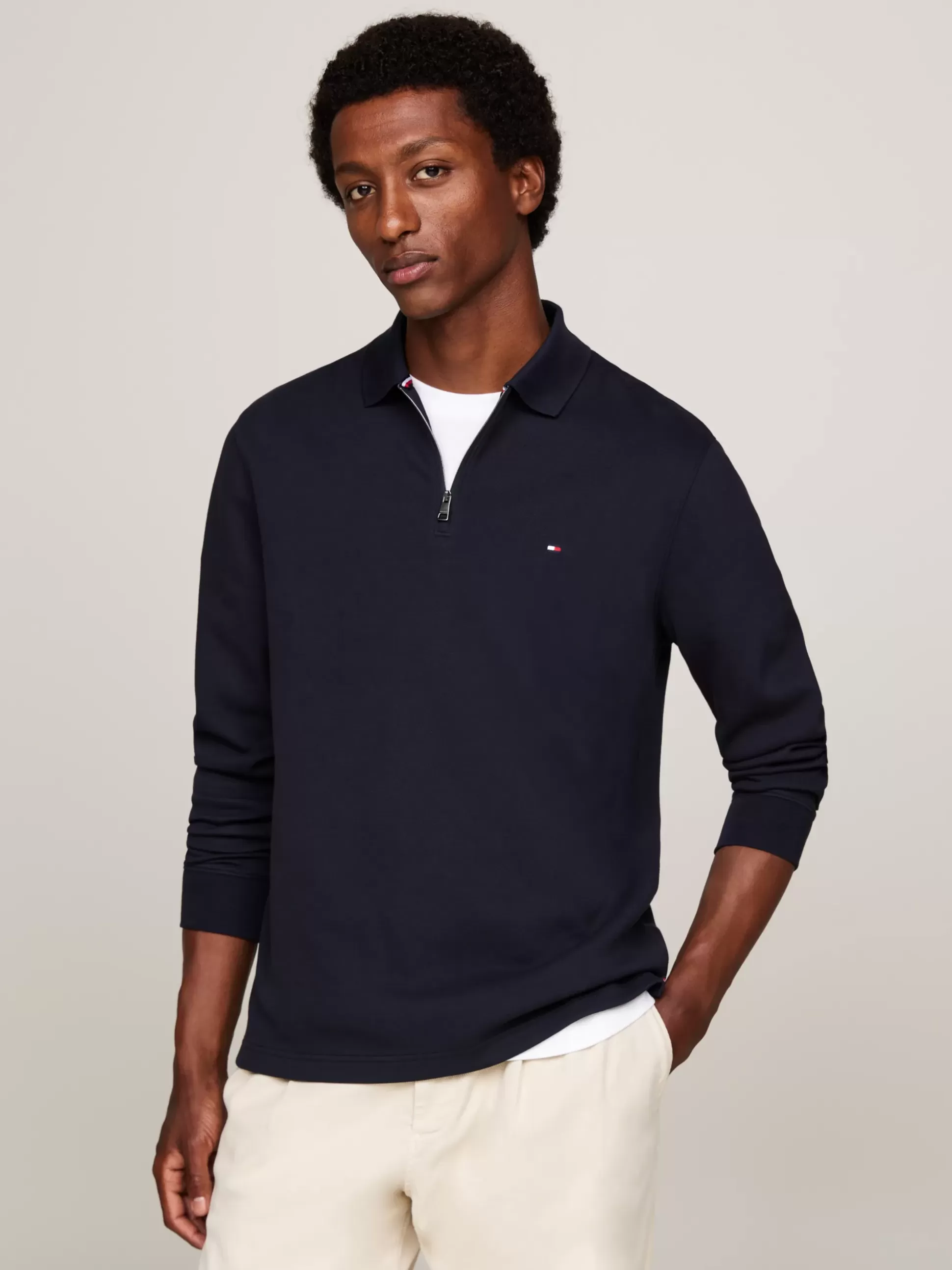 Tommy Hilfiger Koszulki Polo^Koszulka Polo Z Długim Rękawem Z Zamkiem 1/4