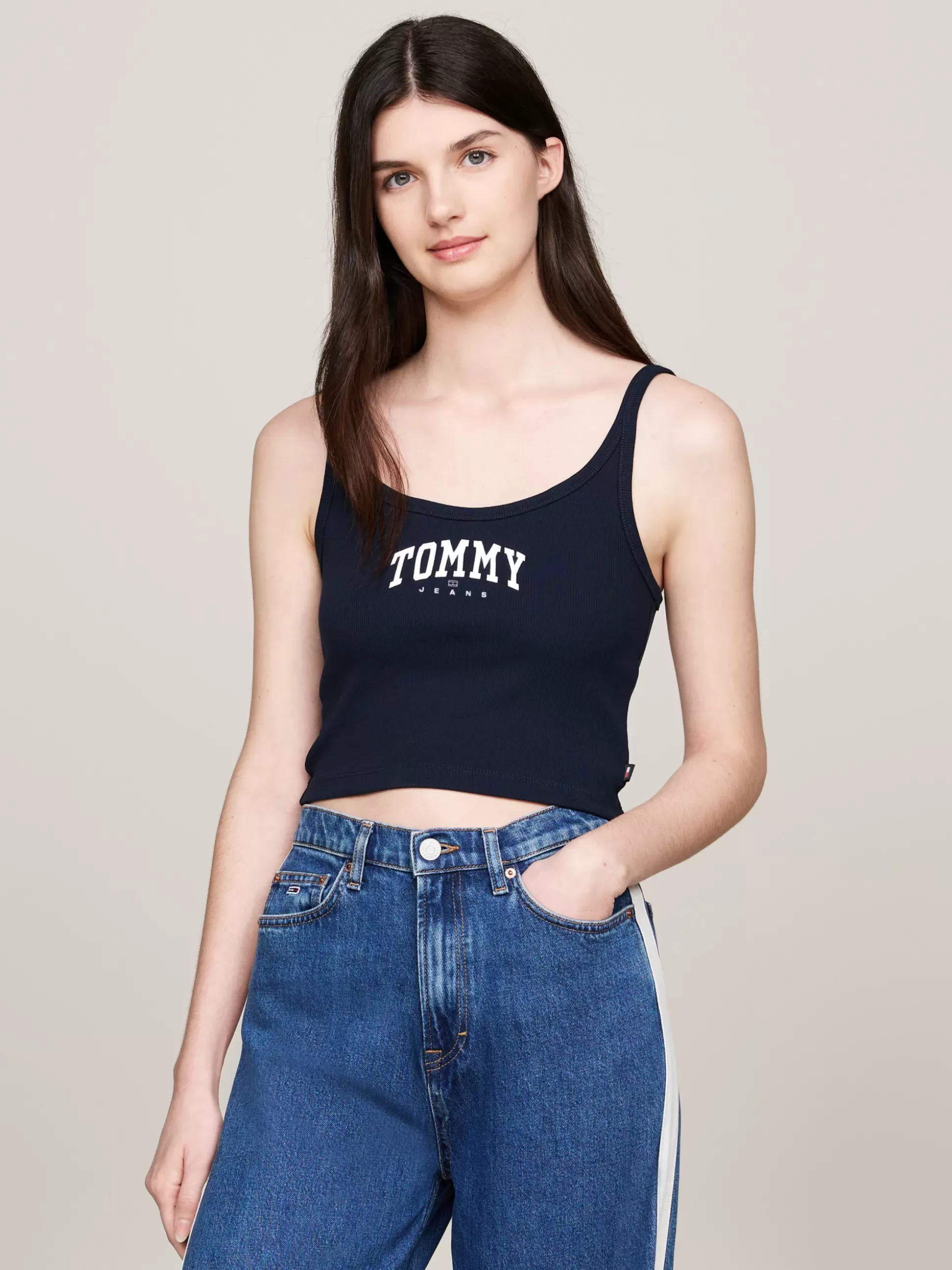 Tommy Hilfiger T-Shirty^Krótki Prążkowany Top Na Ramiączkach