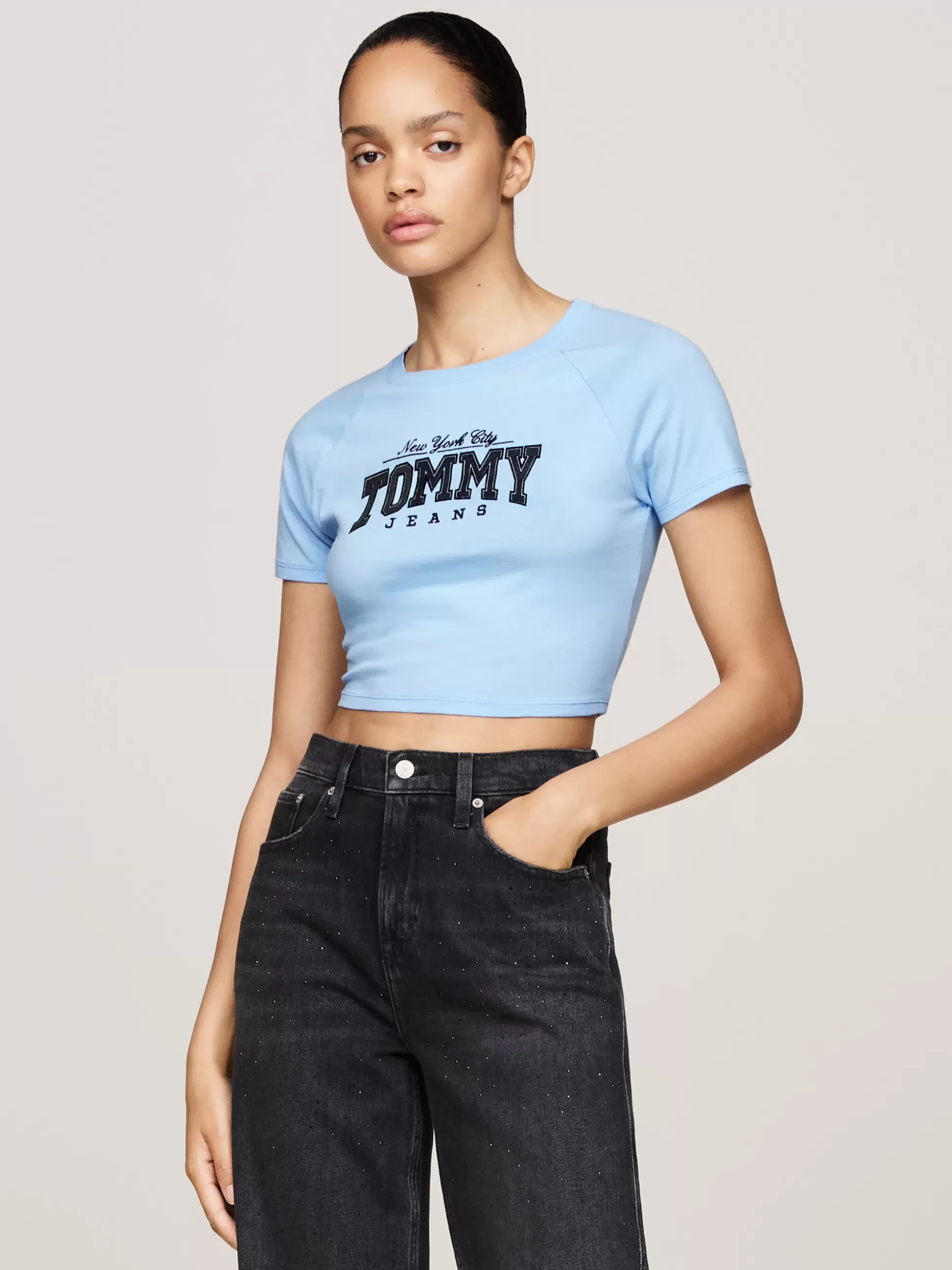 Tommy Hilfiger T-Shirty^Krótki Wąski T-shirt Z Brokatowym Logo