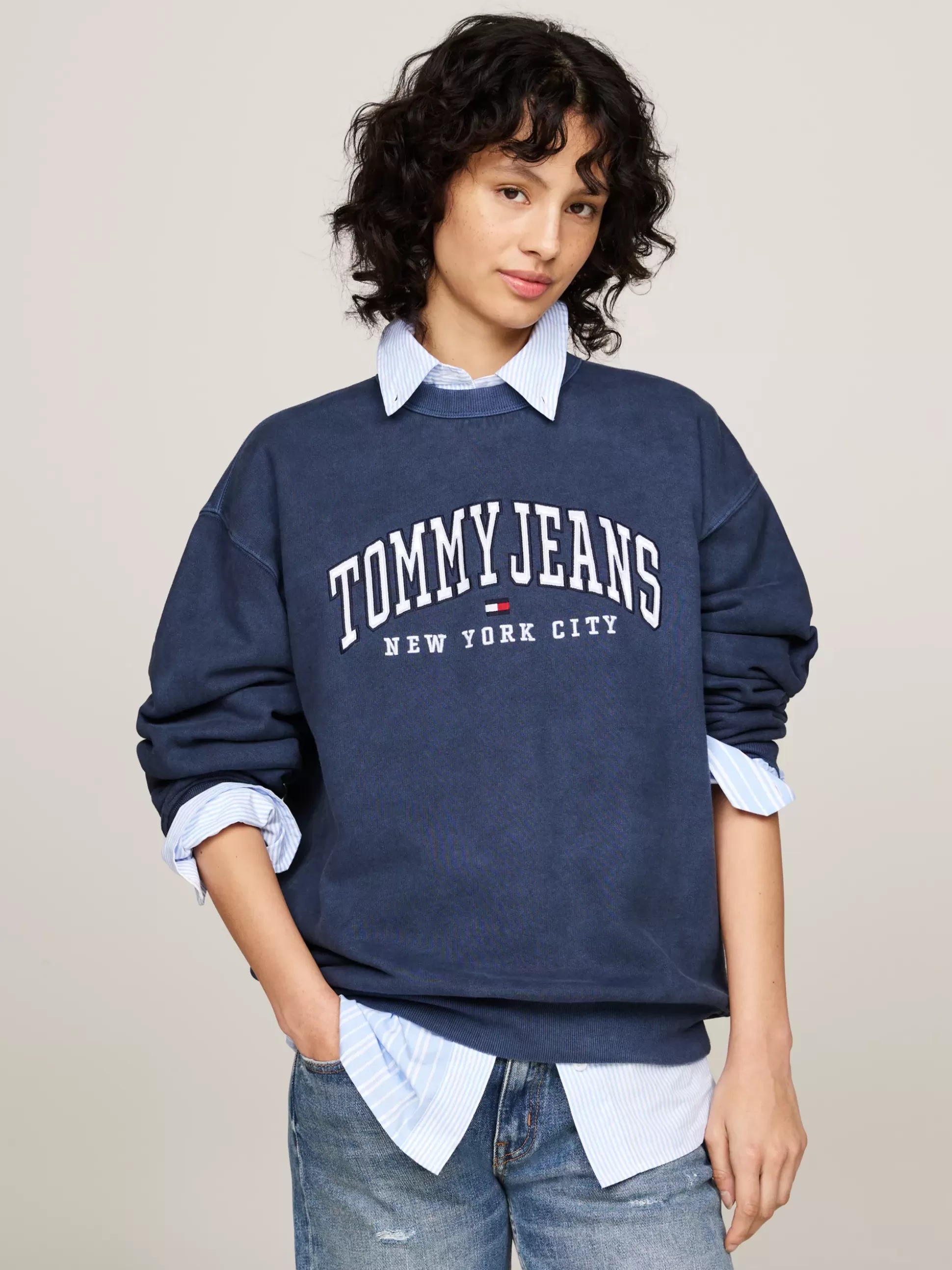 Tommy Hilfiger Bluzy Dresowe & Z Kapturem^Luźna Bluza Z Okrągłym Dekoltem W Stylu Varsity