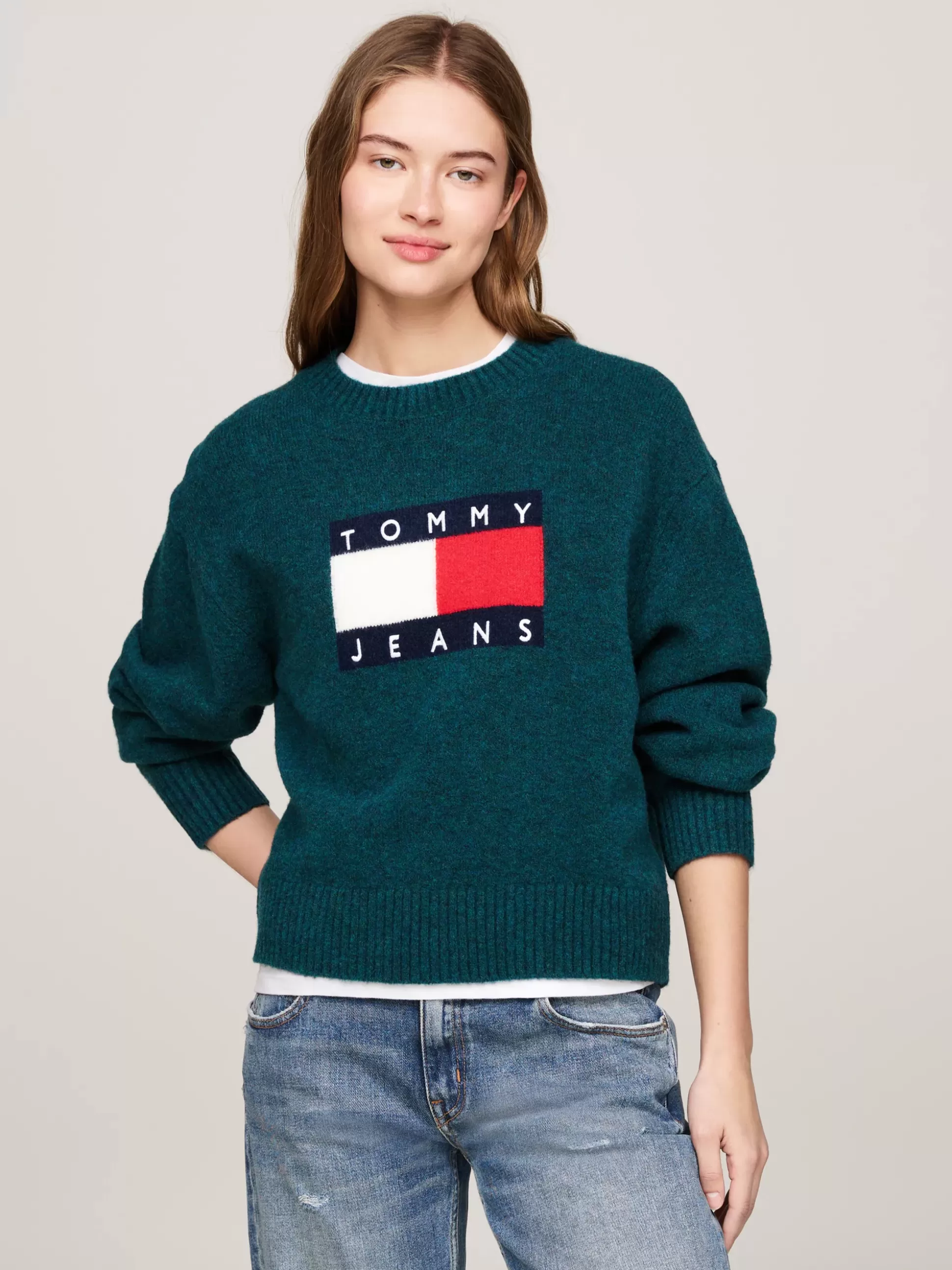 Tommy Hilfiger Swetry Z Okrągłym Dekoltem | Swetry^Luźny Sweter Z Mieszanki Melanżowej Wełny