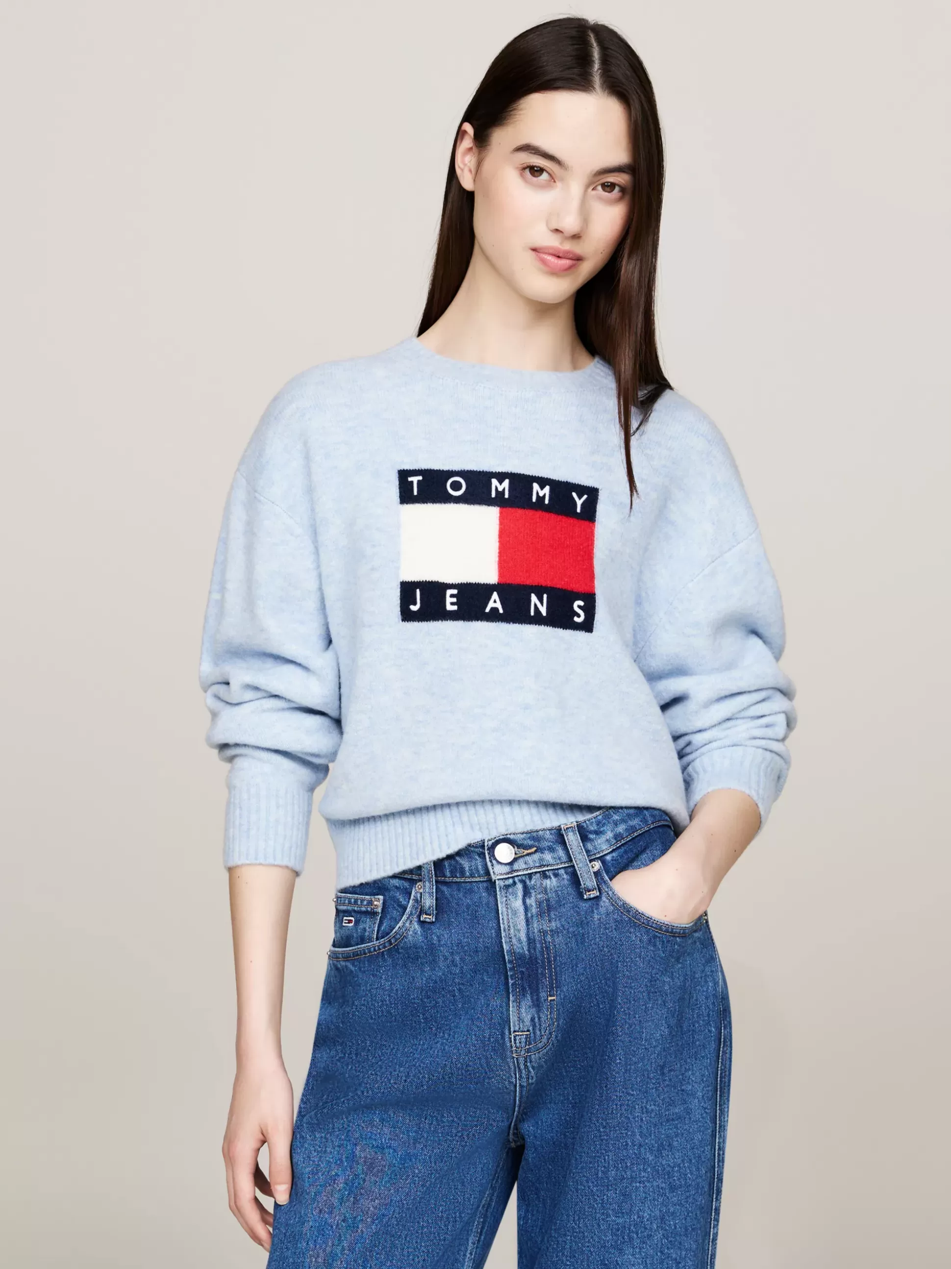 Tommy Hilfiger Swetry Z Okrągłym Dekoltem | Swetry^Luźny Sweter Z Mieszanki Melanżowej Wełny