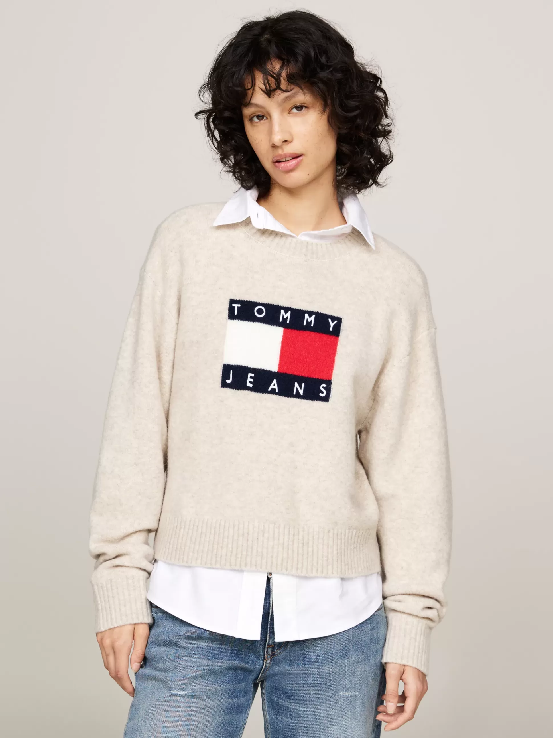 Tommy Hilfiger Swetry Z Okrągłym Dekoltem | Swetry^Luźny Sweter Z Mieszanki Melanżowej Wełny