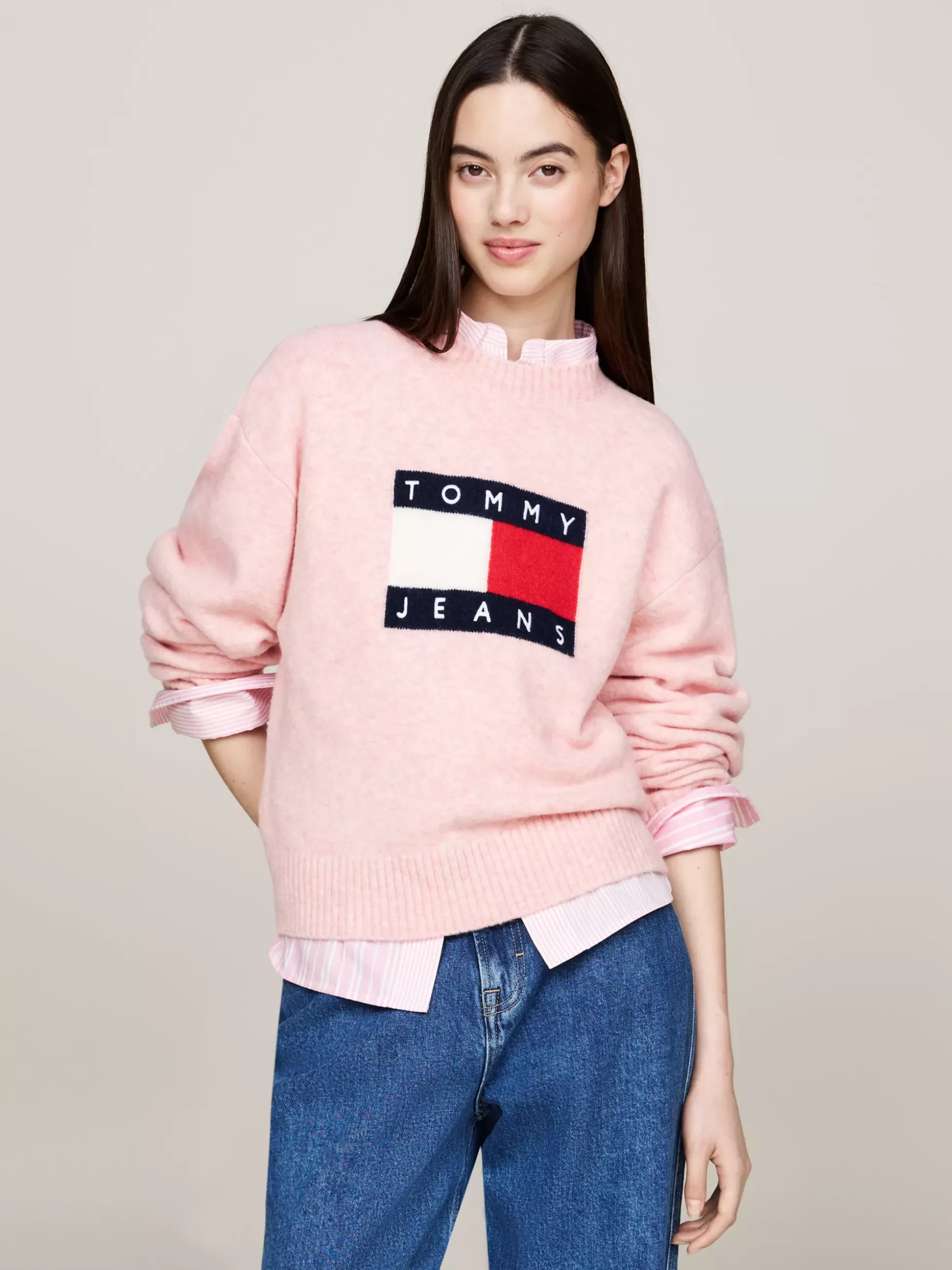 Tommy Hilfiger Swetry Z Okrągłym Dekoltem | Swetry^Luźny Sweter Z Mieszanki Melanżowej Wełny