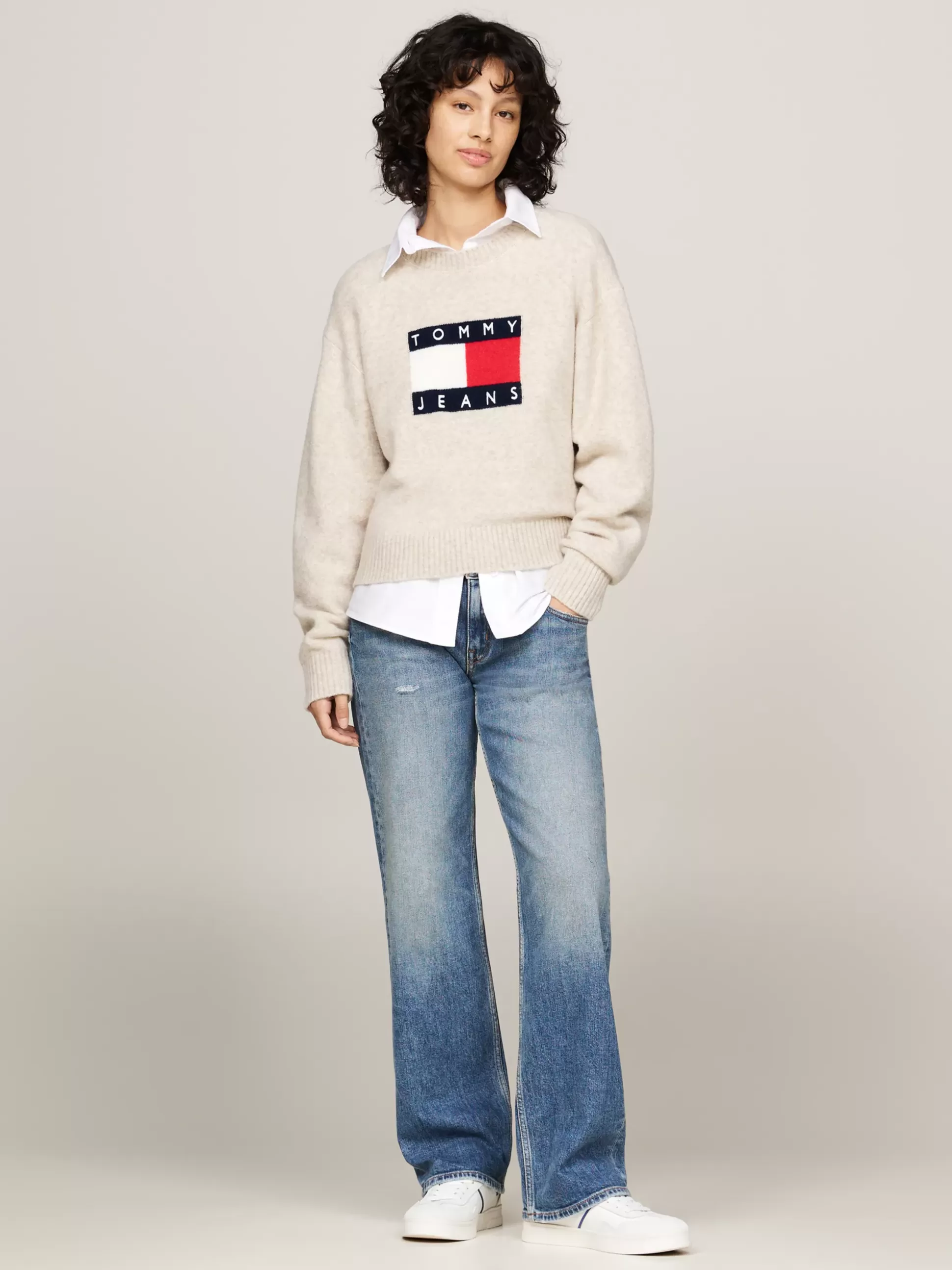 Tommy Hilfiger Swetry Z Okrągłym Dekoltem | Swetry^Luźny Sweter Z Mieszanki Melanżowej Wełny