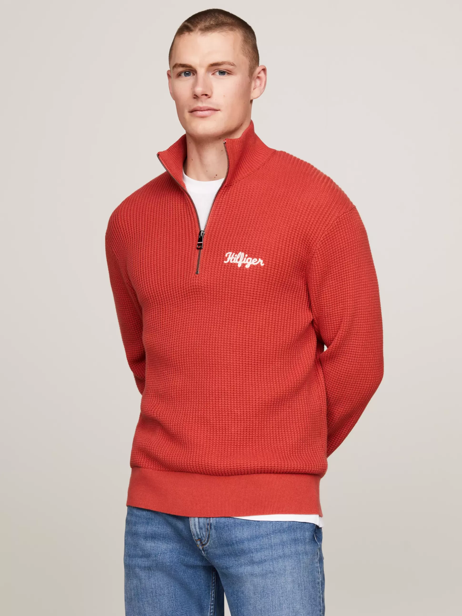 Tommy Hilfiger Sweter Z Zamkiem | Swetry^Luźny Sweter Z Zamkiem Do Połowy Długości