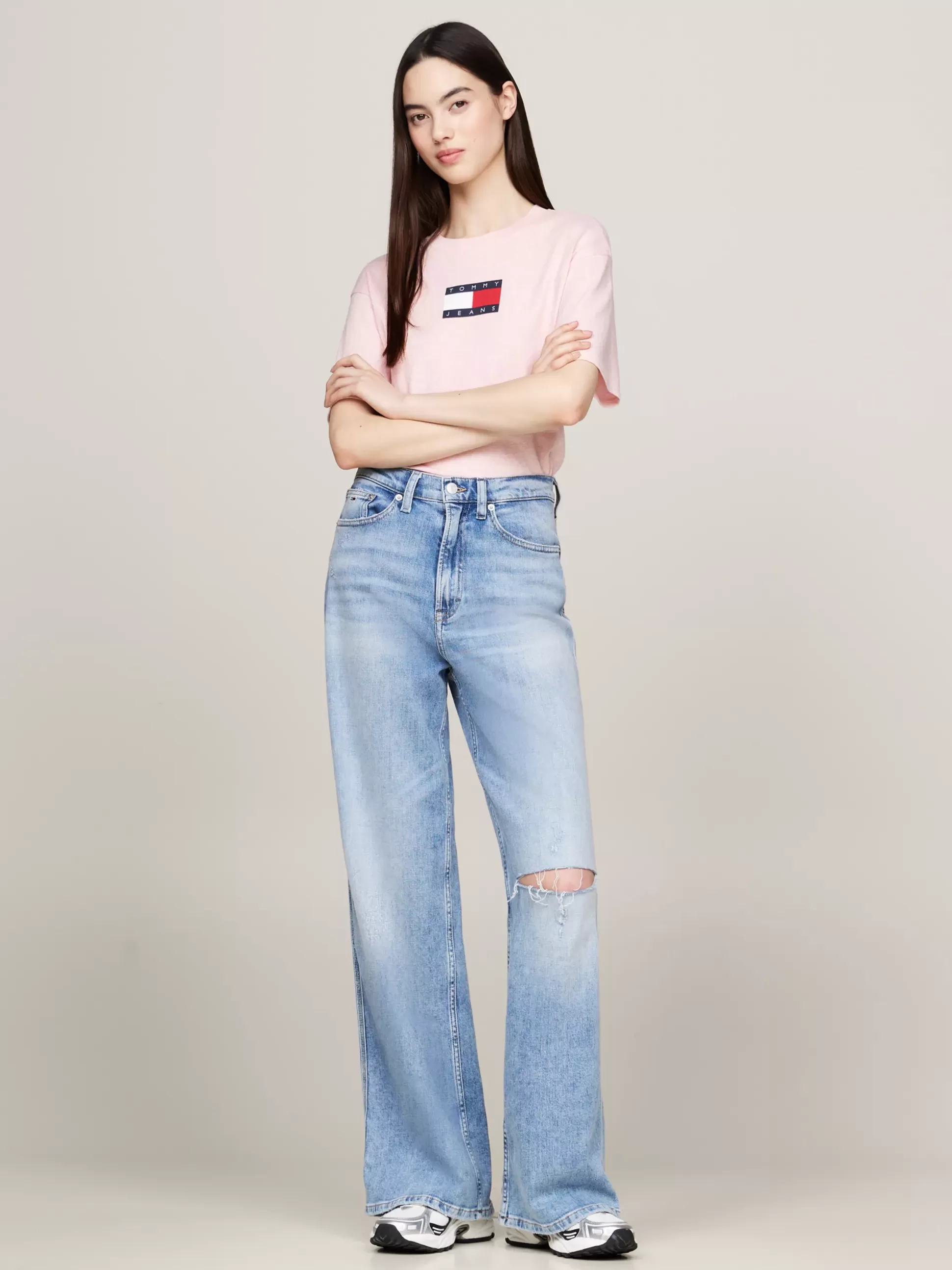 Tommy Hilfiger T-Shirty^Luźny T-shirt Z Melanżowej Dzianiny