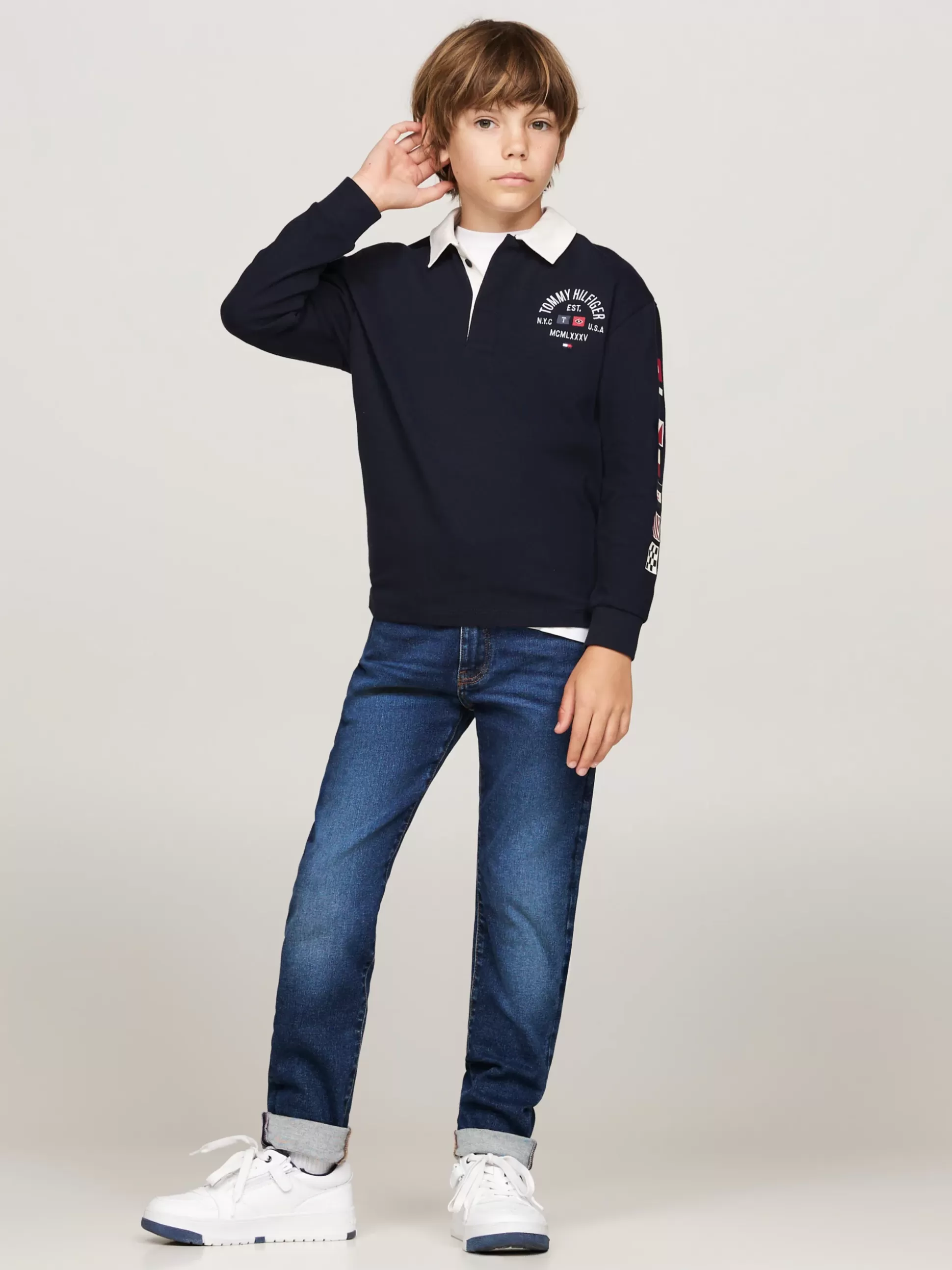 Dzieci Tommy Hilfiger Jeansy^Niebieskie Jeansy Z Efektem Wyblaknięcia