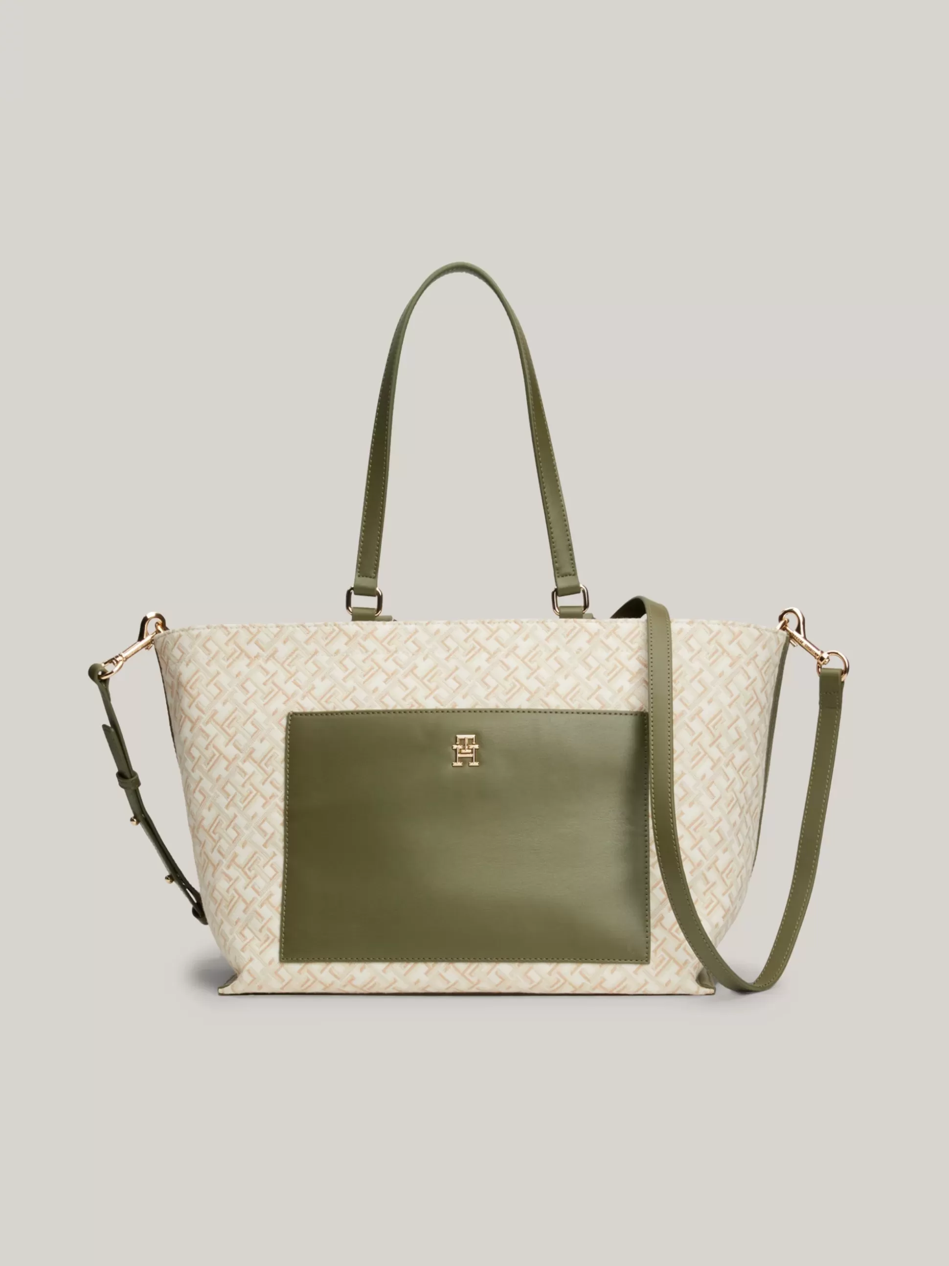Tommy Hilfiger Torebki Tote^Płócienna Torba Typu Tote W żakardowy Wzór