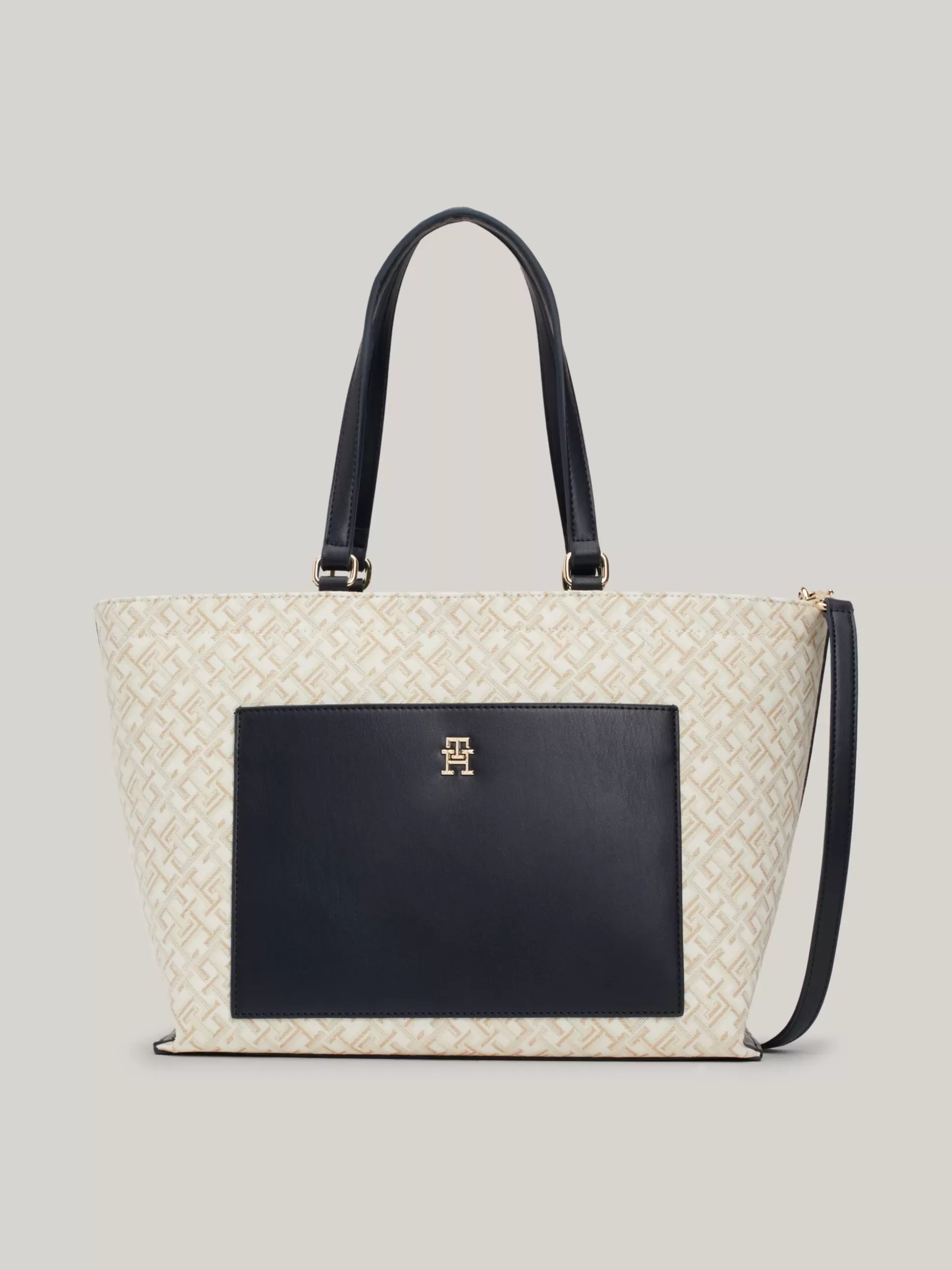 Tommy Hilfiger Torebki Tote^Płócienna Torba Typu Tote W żakardowy Wzór