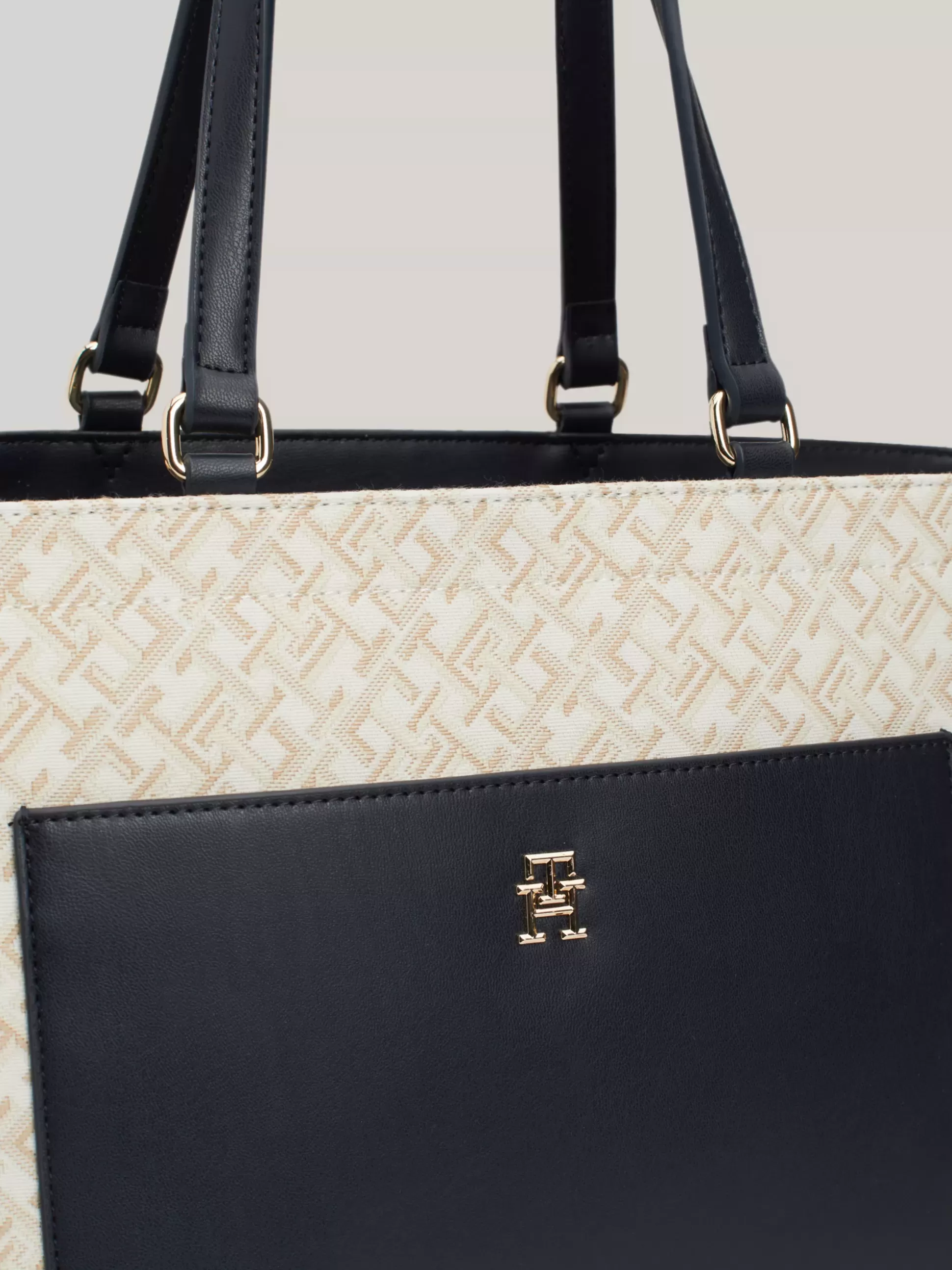 Tommy Hilfiger Torebki Tote^Płócienna Torba Typu Tote W żakardowy Wzór