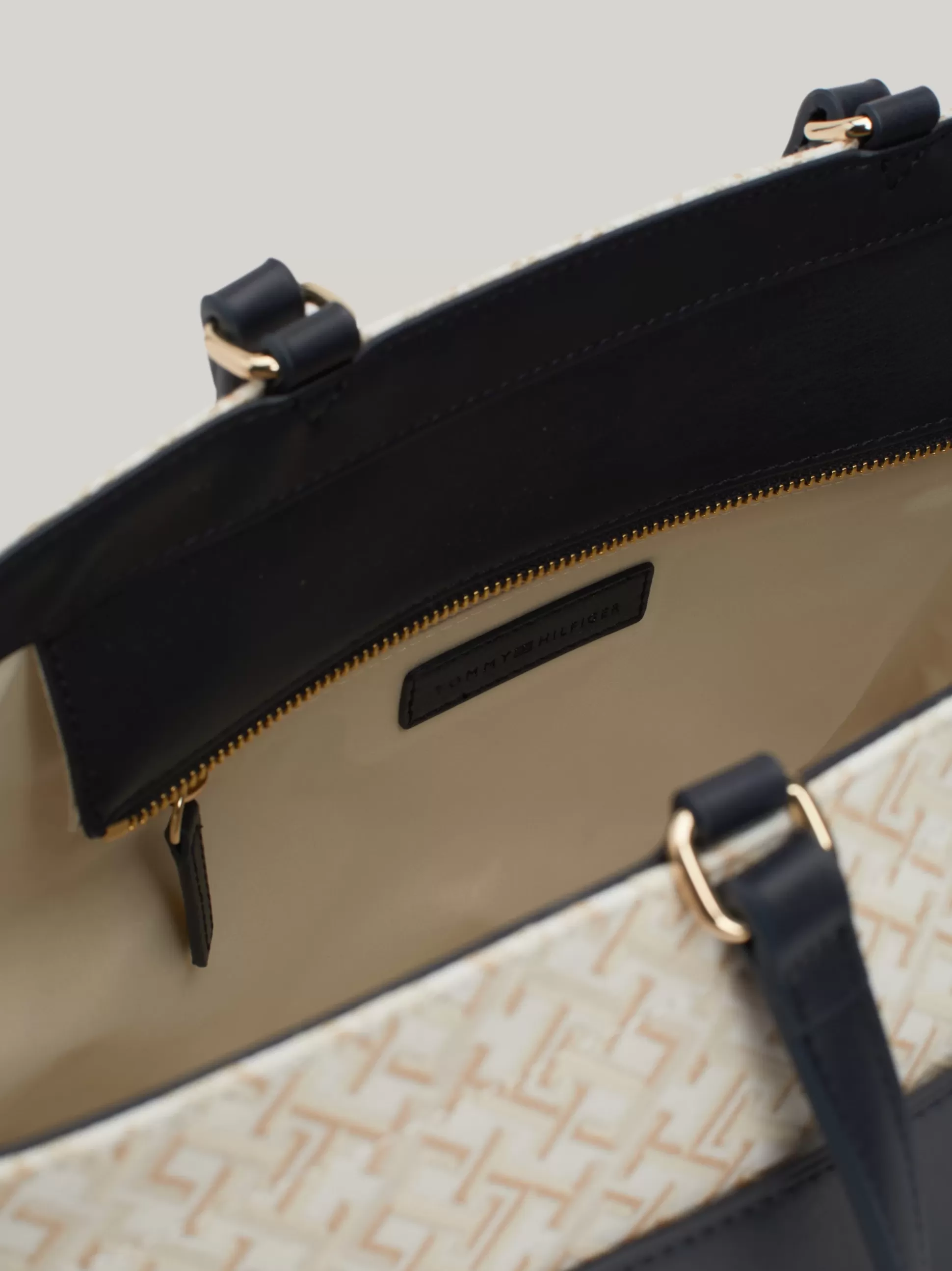 Tommy Hilfiger Torebki Tote^Płócienna Torba Typu Tote W żakardowy Wzór