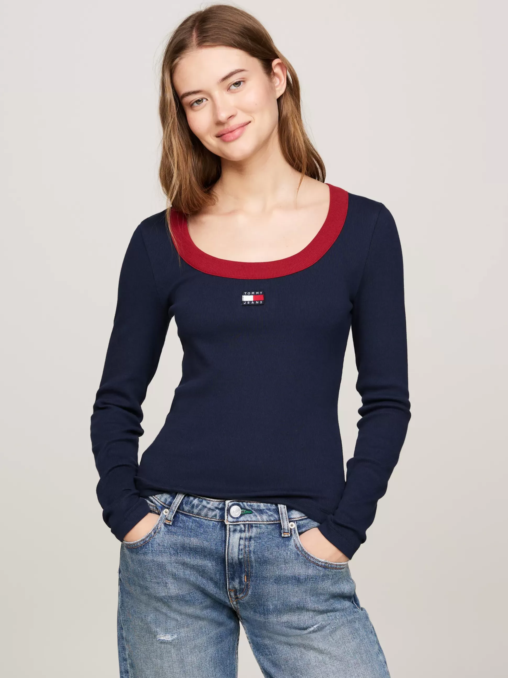 Tommy Hilfiger T-Shirty^Prążkowany T-shirt Z Długim Rękawem