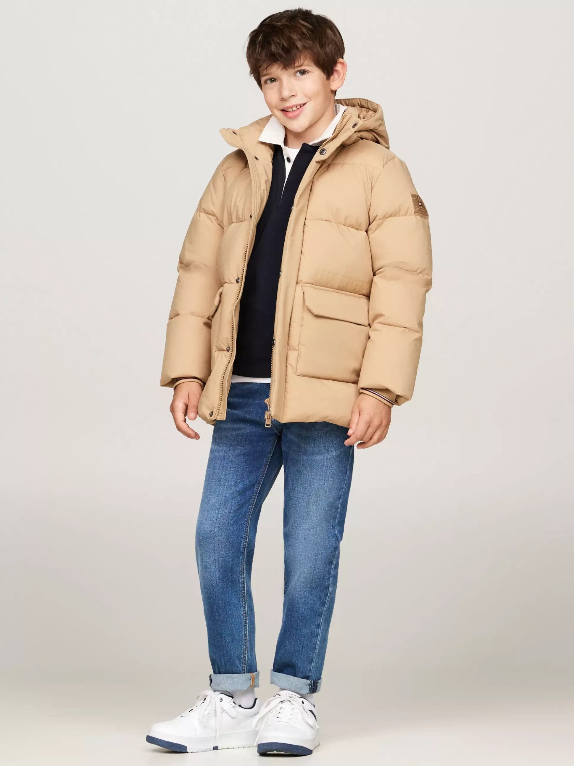 Dzieci Tommy Hilfiger Kurtki^Puchowa Kurtka Z Logo Hilfiger Monotype