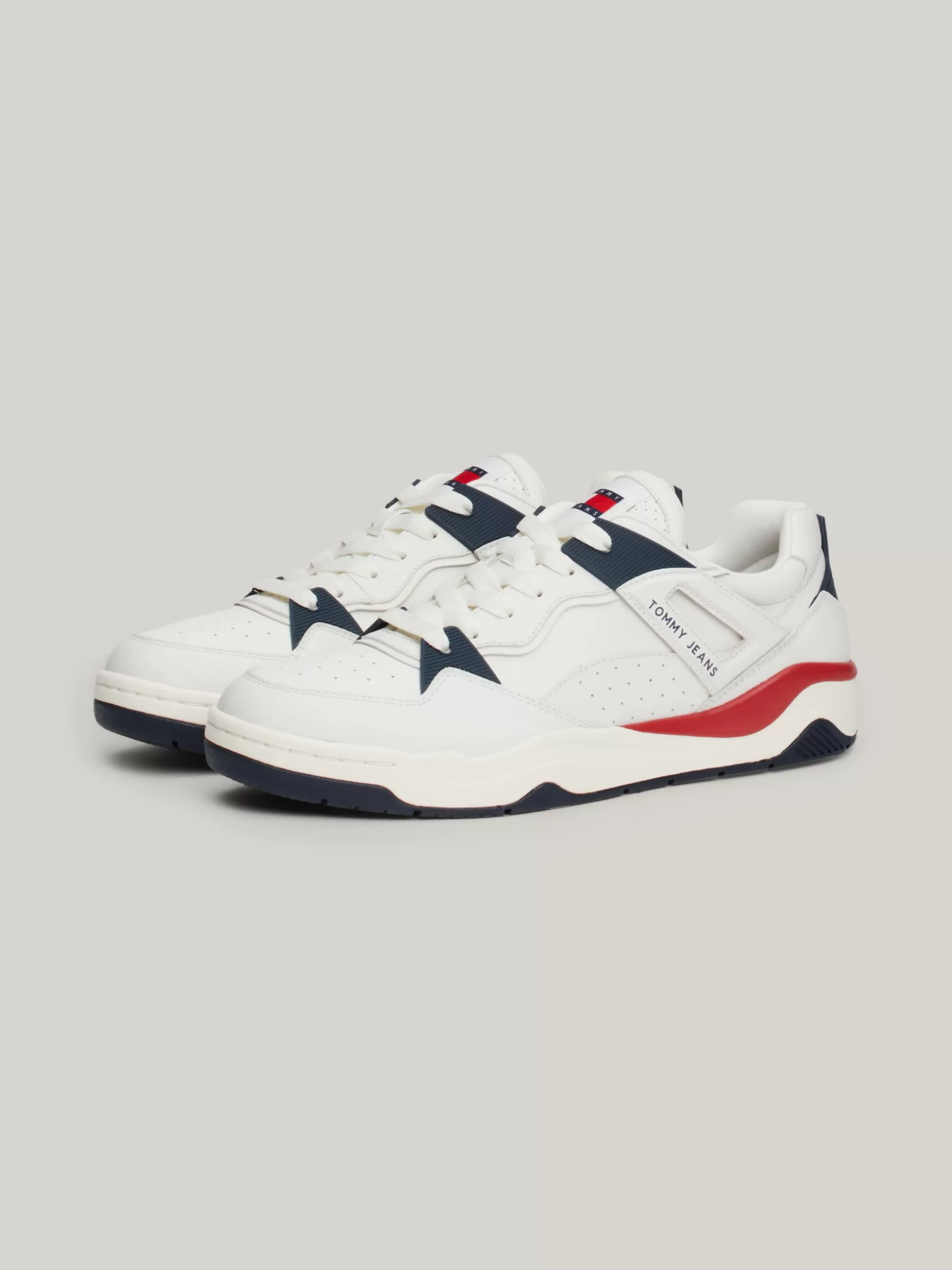 Tommy Hilfiger White Trainers | Sneakersy^Skórzane Buty Sportowe Z Blokami Kolorów