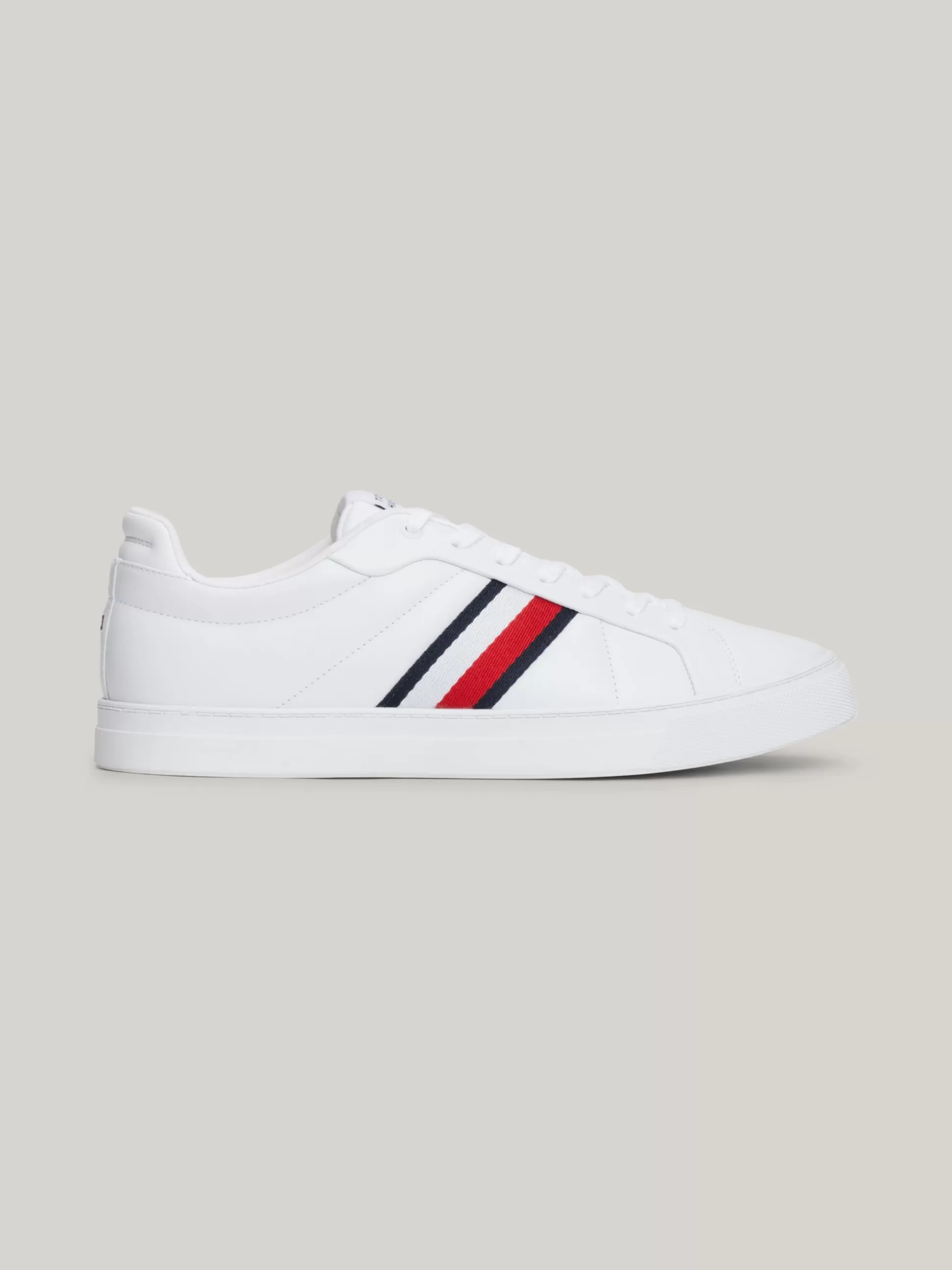 Tommy Hilfiger White Trainers | Sneakersy^Skórzane Buty Sportowe Z Sygnowaną Taśmą