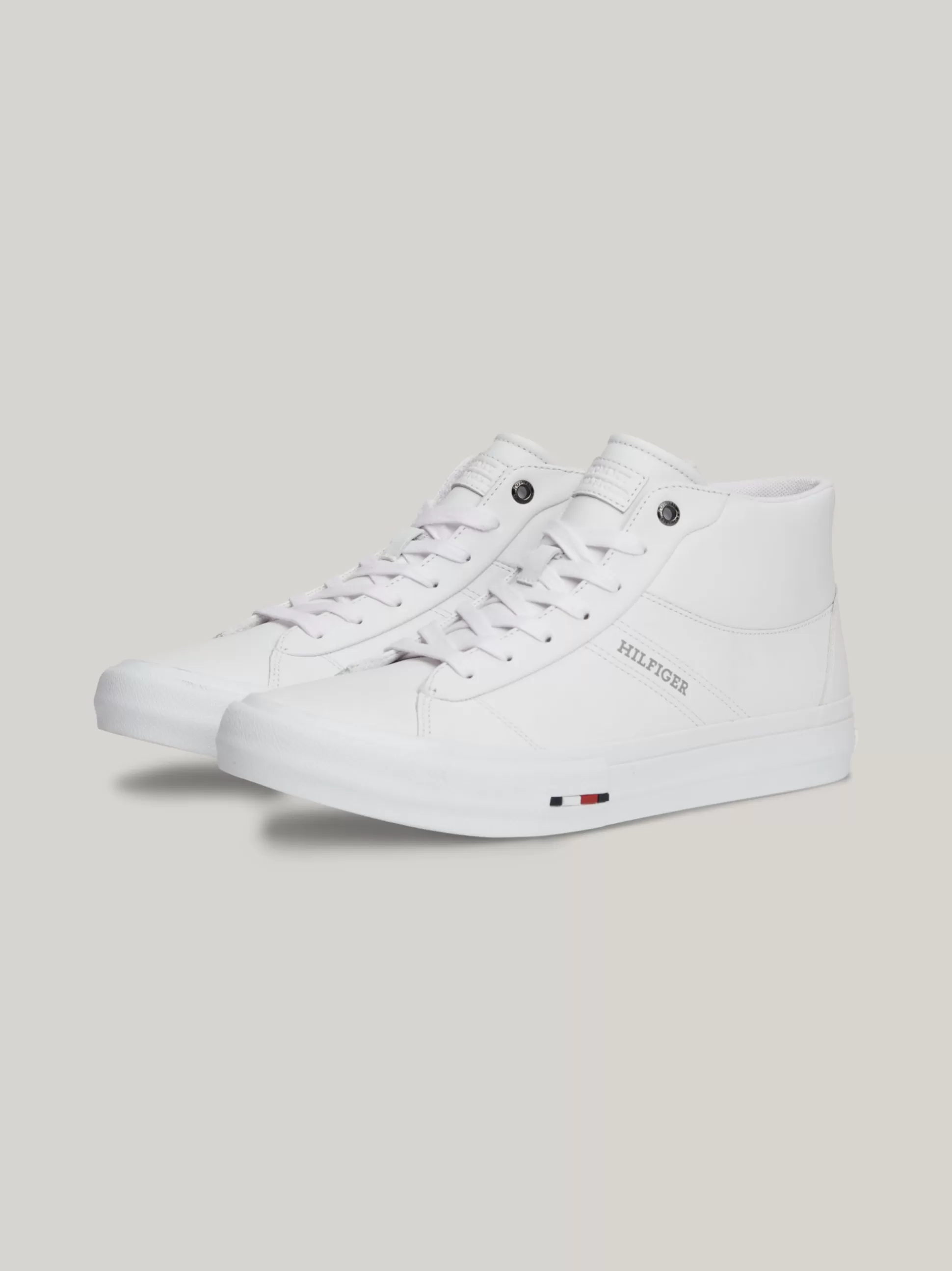 Tommy Hilfiger White Trainers | Sneakersy^Skórzane Sznurowane Buty Sportowe Za Kostkę