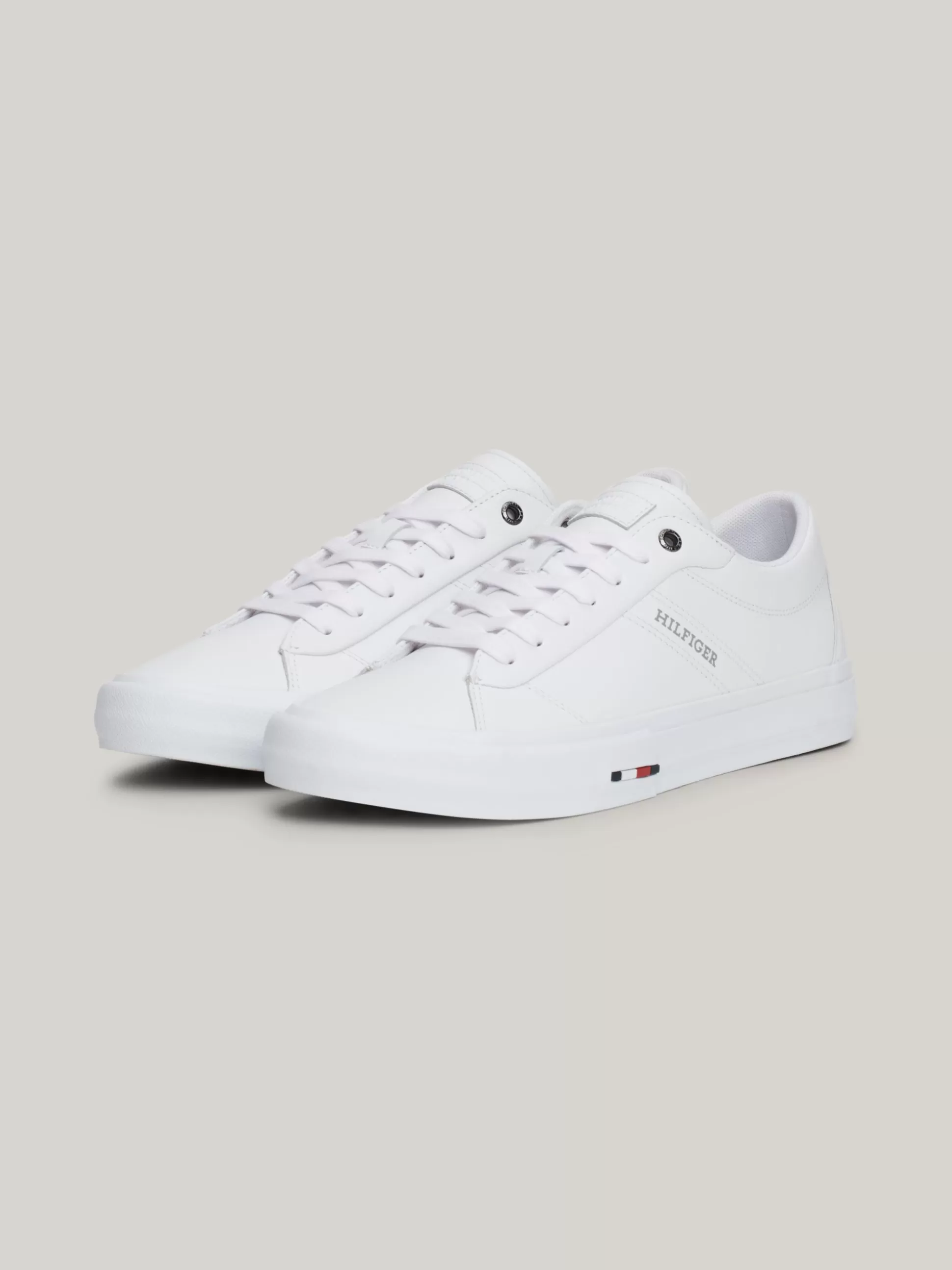 Tommy Hilfiger White Trainers | Sneakersy^Skórzane Sznurowane Tenisówki Z Logo