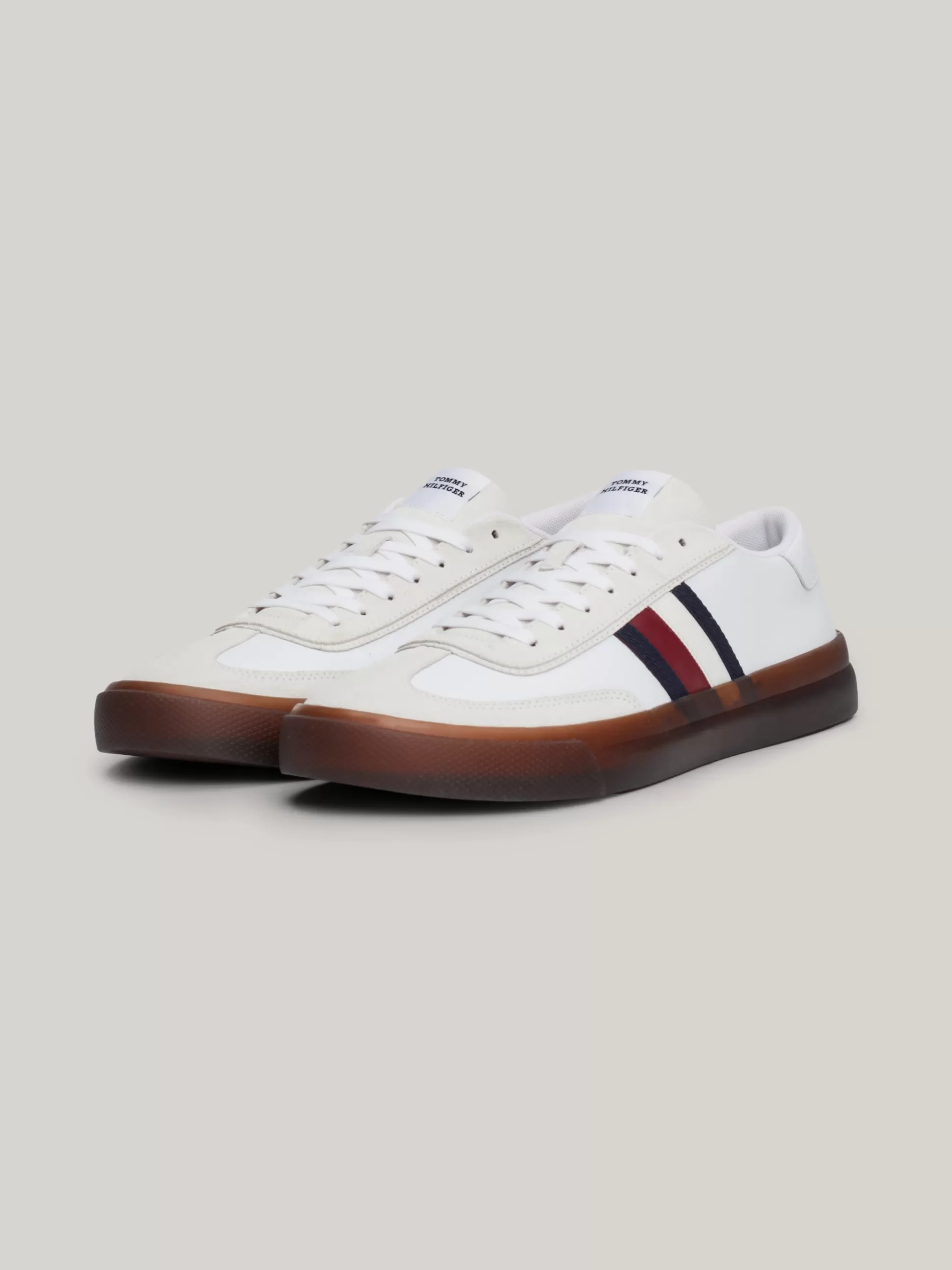 Tommy Hilfiger White Trainers | Sneakersy^Skórzane Tenisówki Z Sygnowaną Taśmą