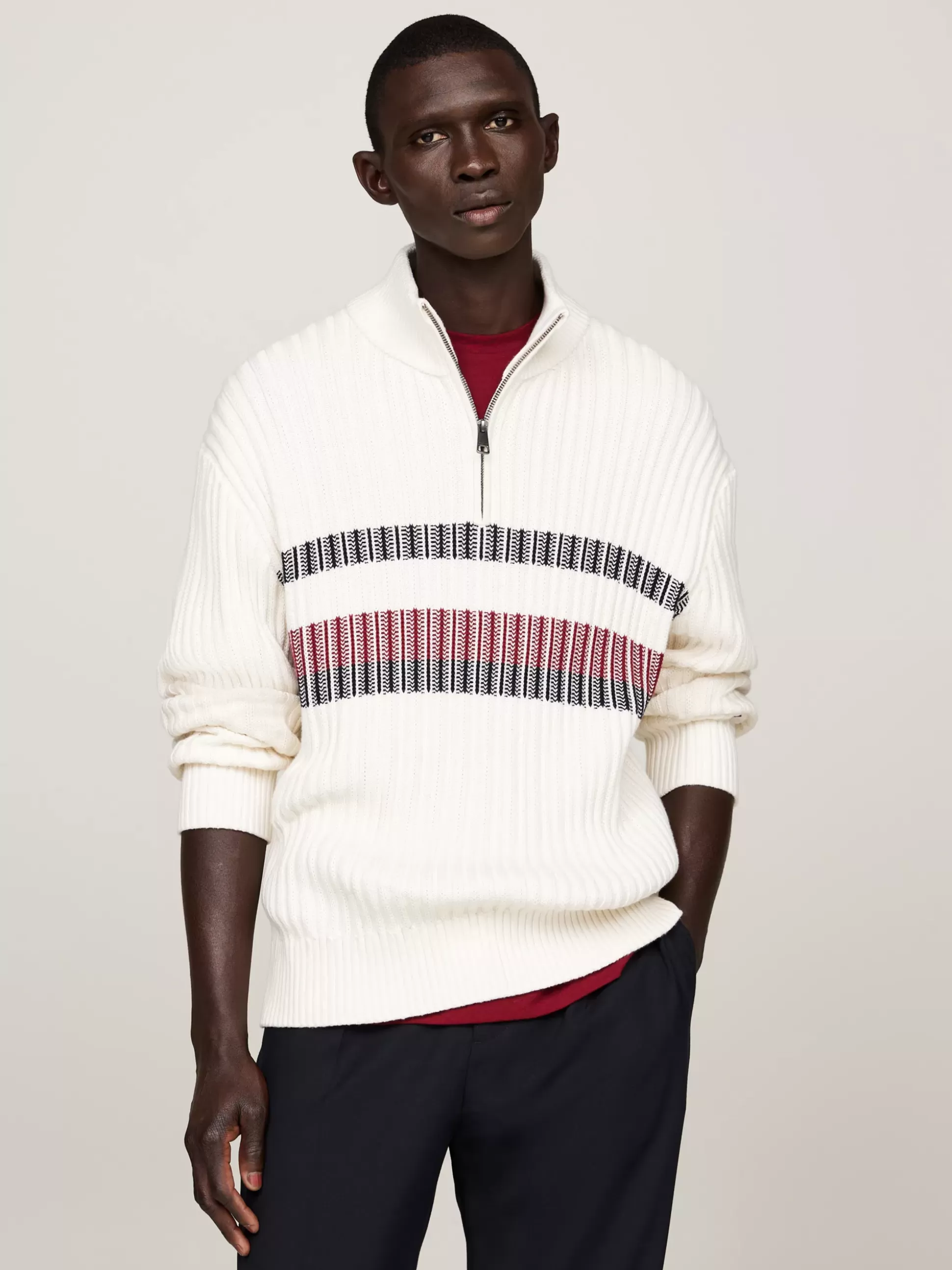 Tommy Hilfiger Sweter Z Zamkiem | Swetry^Sweter Global O Luźnym Kroju