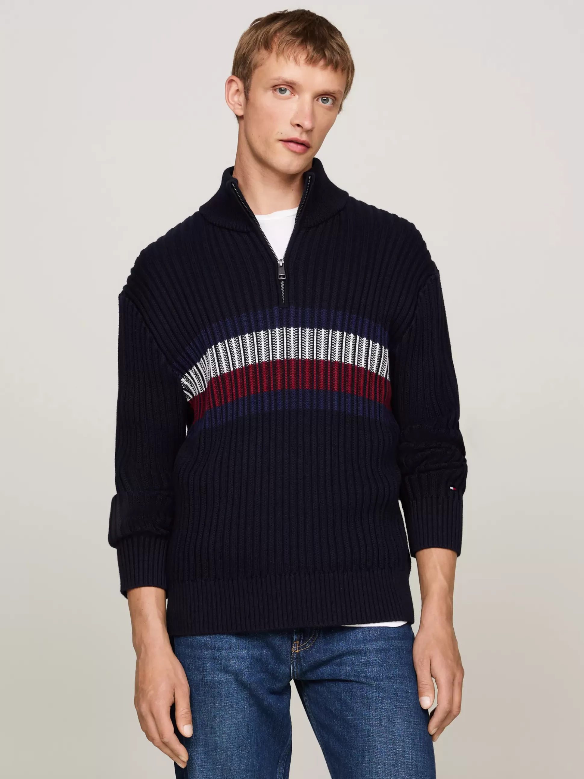 Tommy Hilfiger Sweter Z Zamkiem | Swetry^Sweter Global O Luźnym Kroju