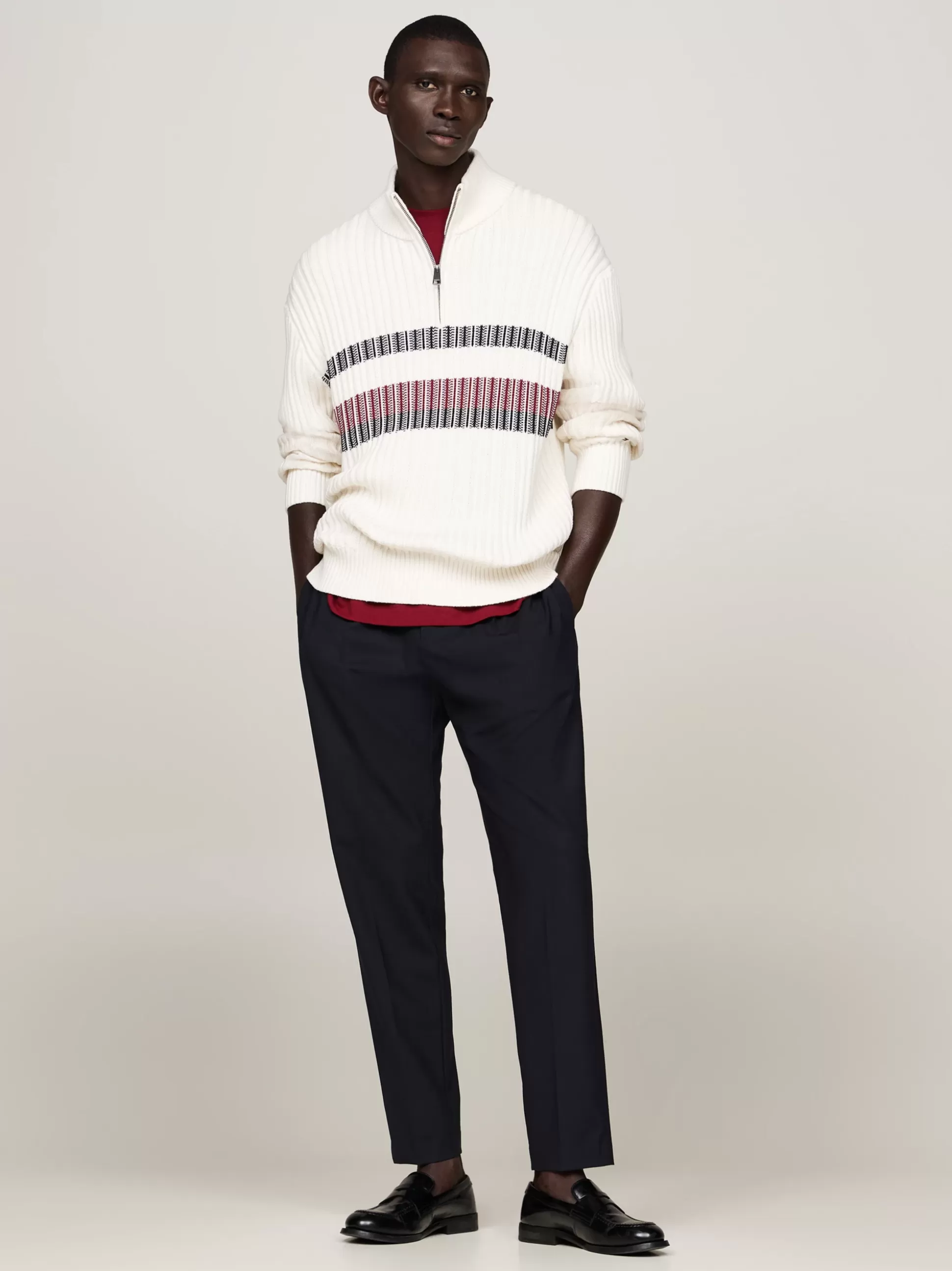 Tommy Hilfiger Sweter Z Zamkiem | Swetry^Sweter Global O Luźnym Kroju