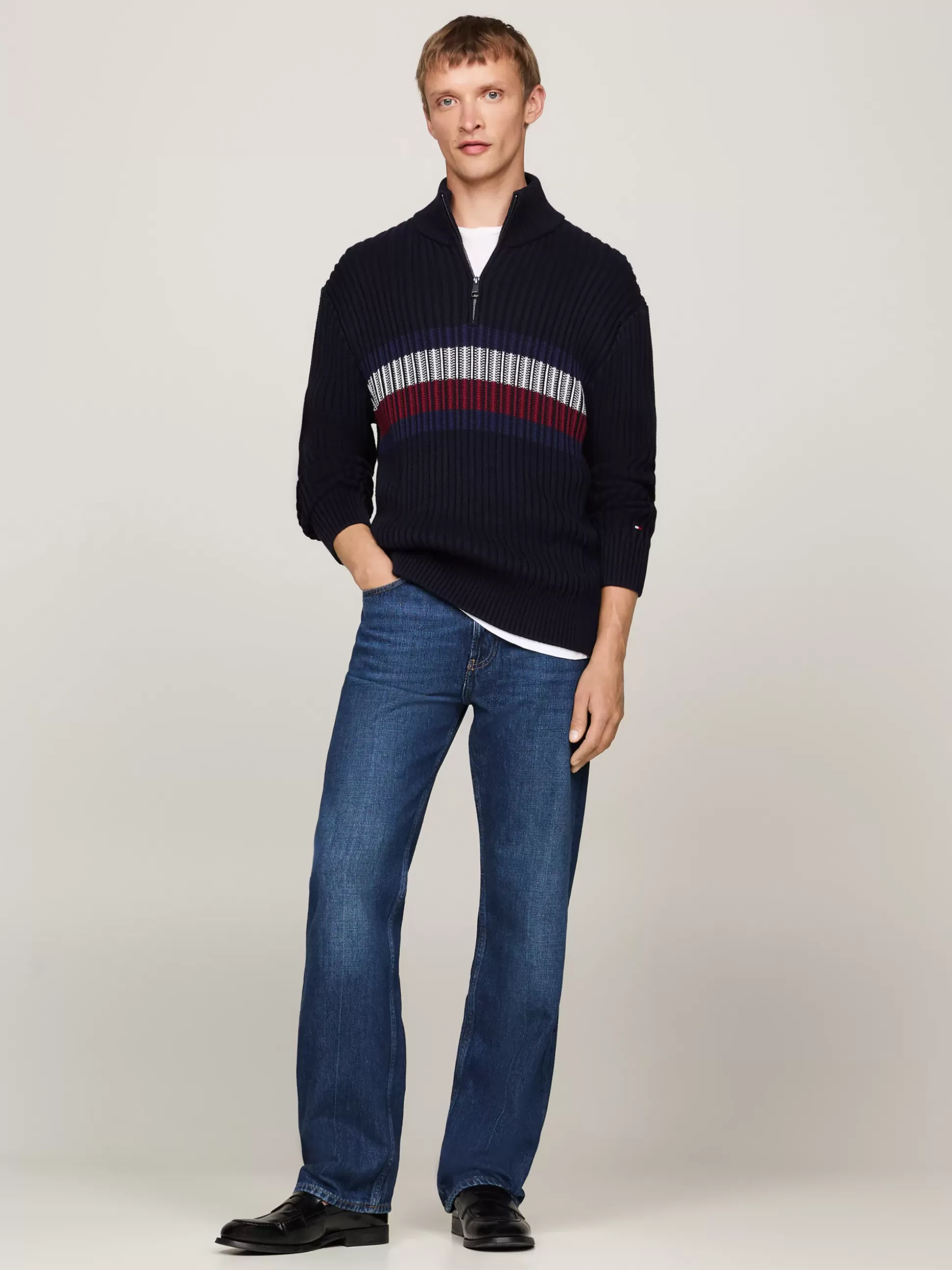 Tommy Hilfiger Sweter Z Zamkiem | Swetry^Sweter Global O Luźnym Kroju