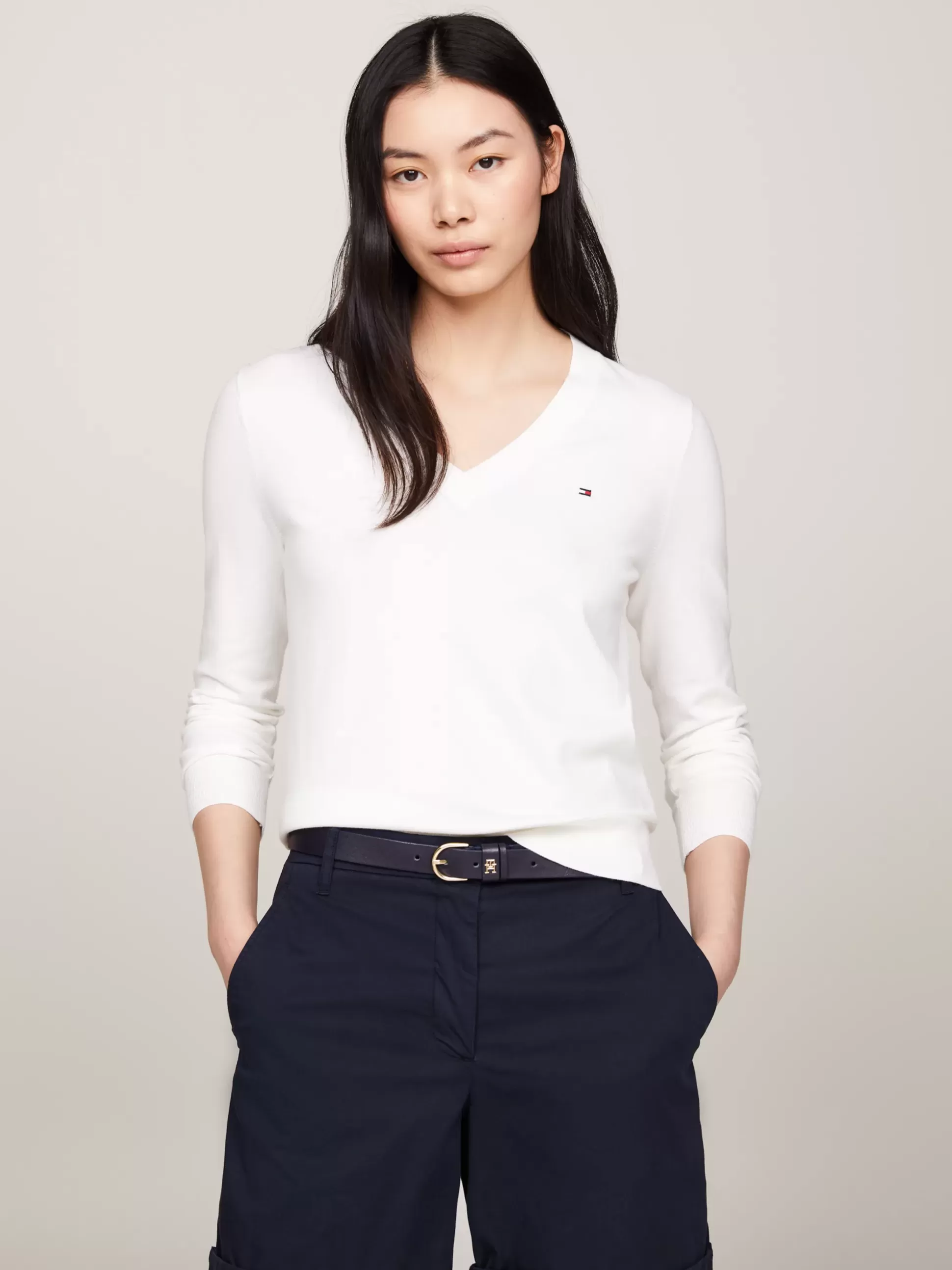Tommy Hilfiger Bluzy Dresowe & Z Kapturem^Sweter Heritage Z Dekoltem W Kształcie Litery V
