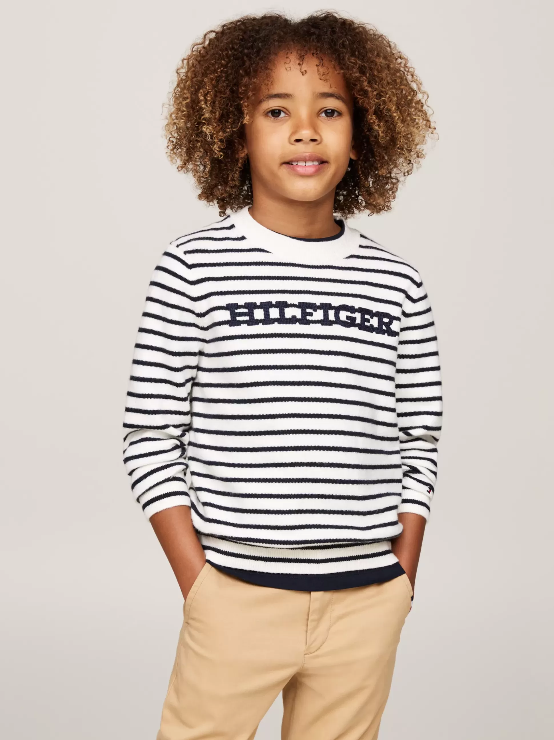 Dzieci Tommy Hilfiger Dzianina^Sweter Hilfiger Monotype Z Okrągłym Dekoltem