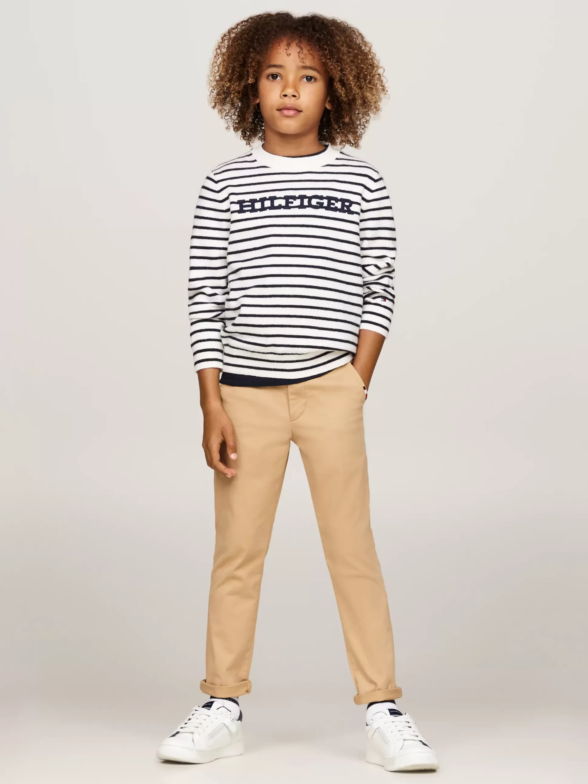 Dzieci Tommy Hilfiger Dzianina^Sweter Hilfiger Monotype Z Okrągłym Dekoltem