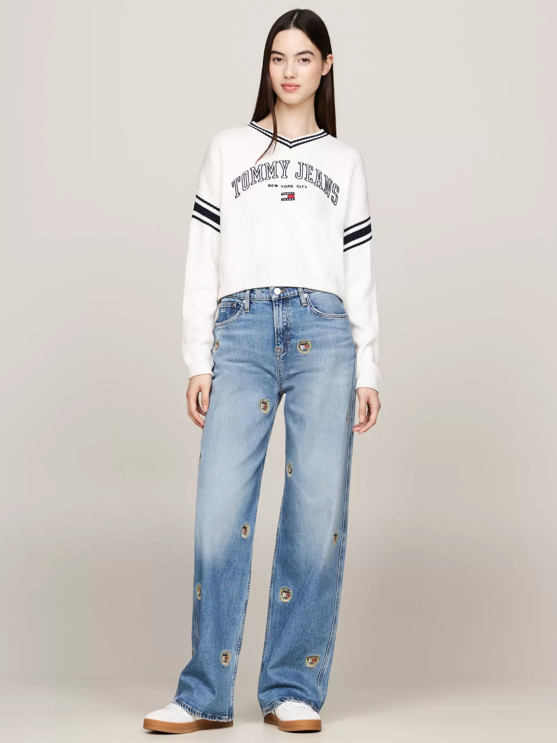 Tommy Hilfiger Swetry | Dzianina^Sweter W Stylu Varsity Z Dekoltem W Szpic