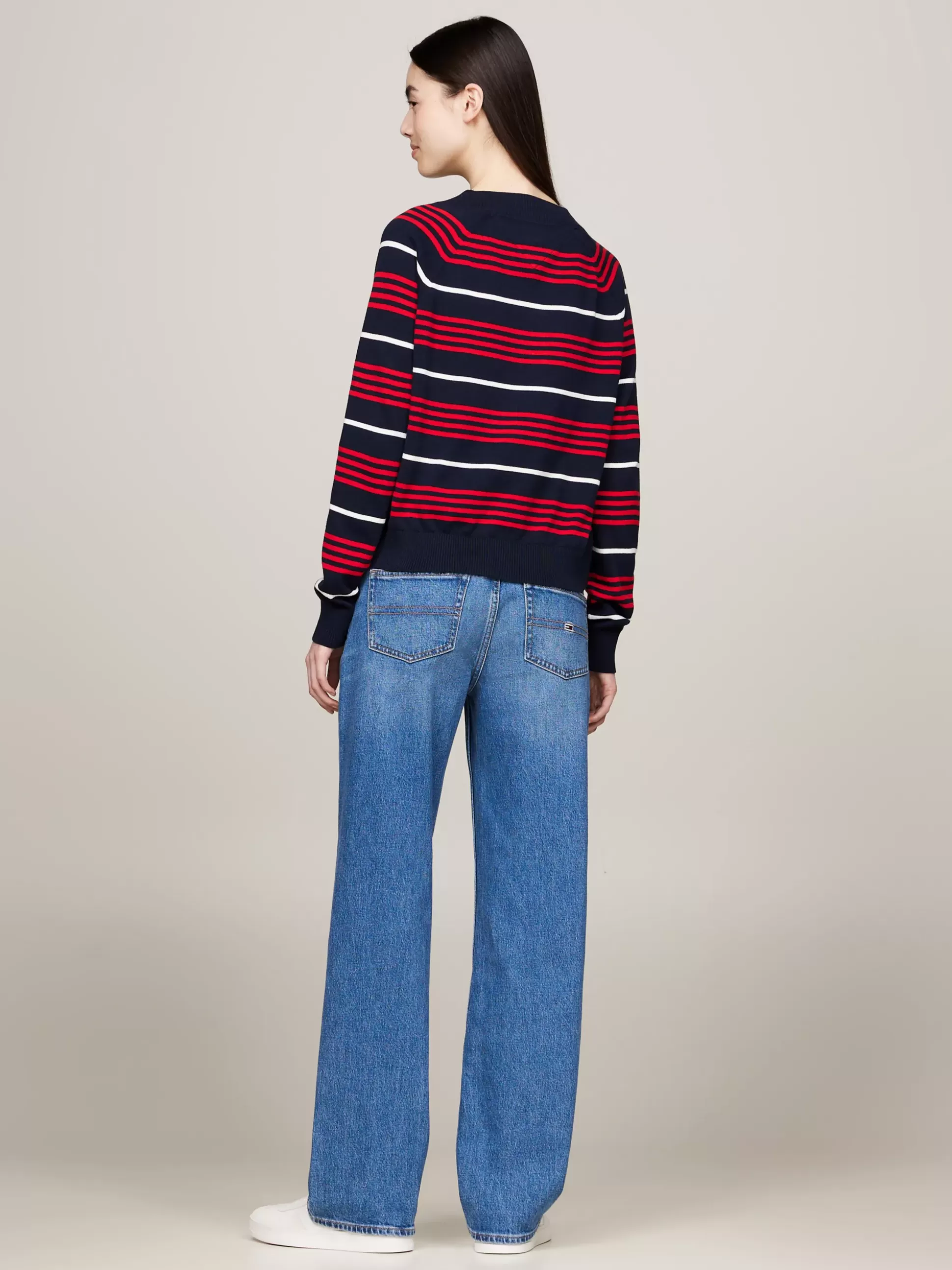 Tommy Hilfiger Swetry | Dzianina^Sweter Z Dekoltem W Szpic I Wzorem W Paski