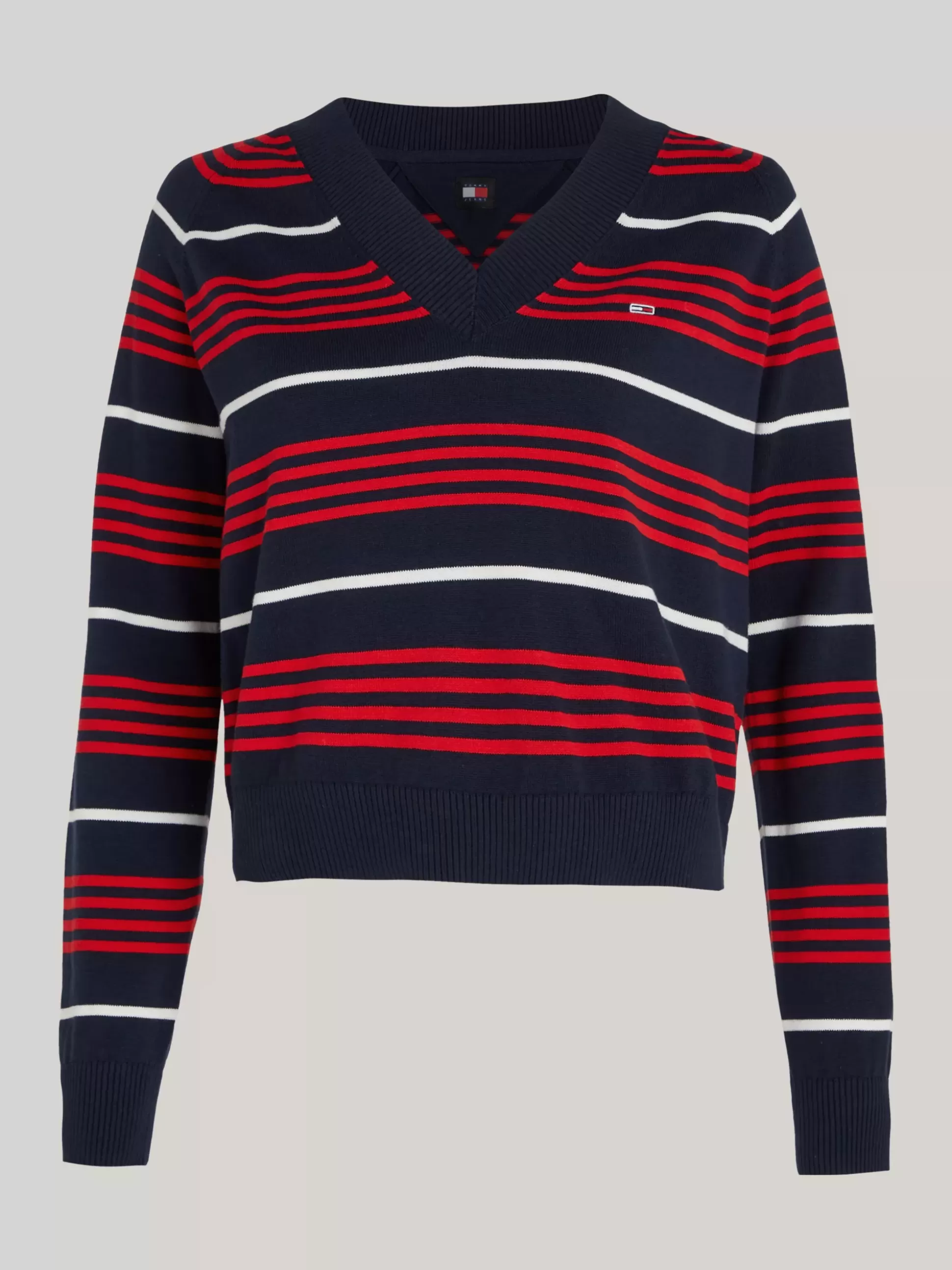 Tommy Hilfiger Swetry | Dzianina^Sweter Z Dekoltem W Szpic I Wzorem W Paski