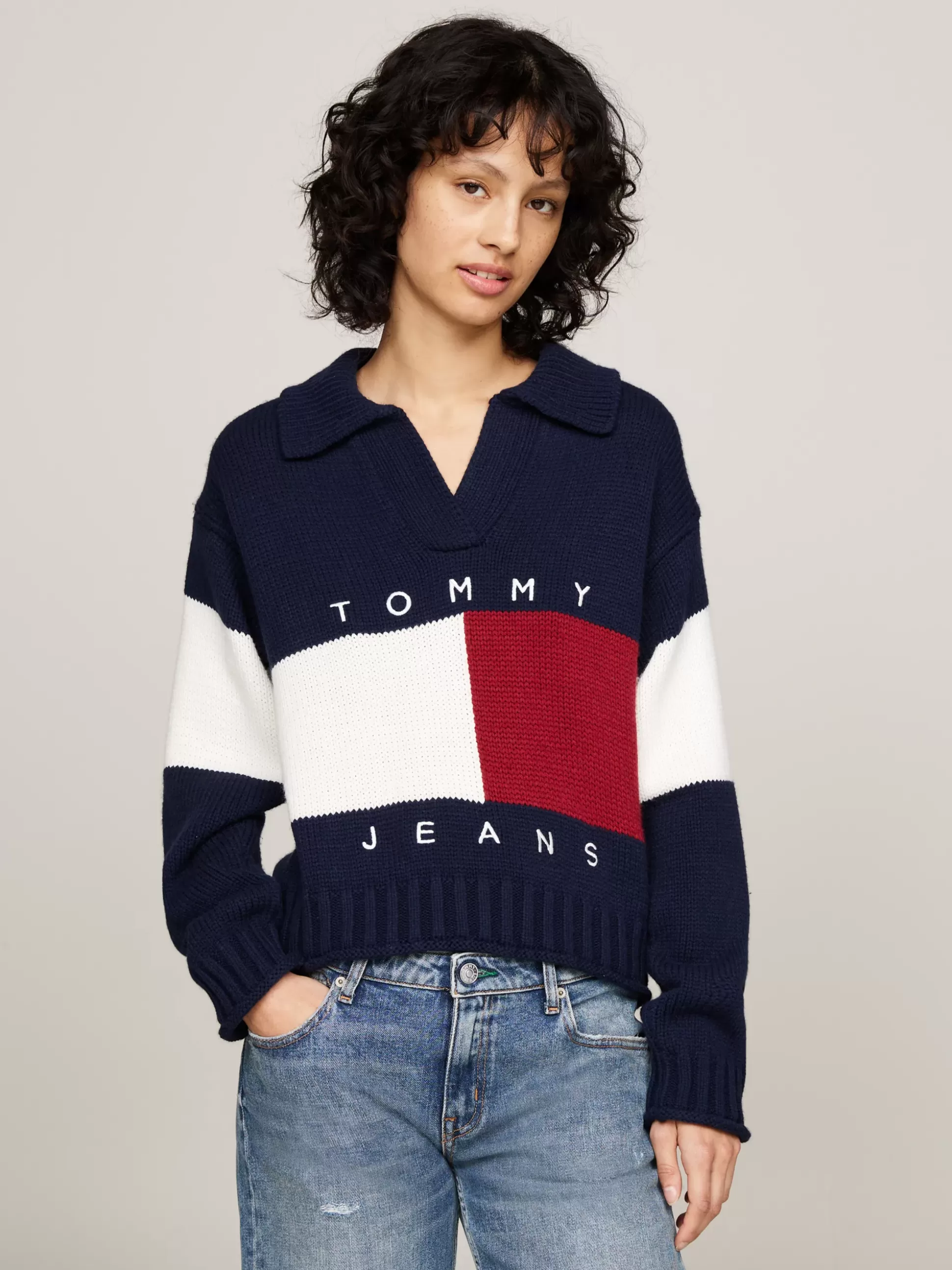 Tommy Hilfiger Swetry | Dzianina^Sweter Z Domieszką Wełny Z Kołnierzem Rugby