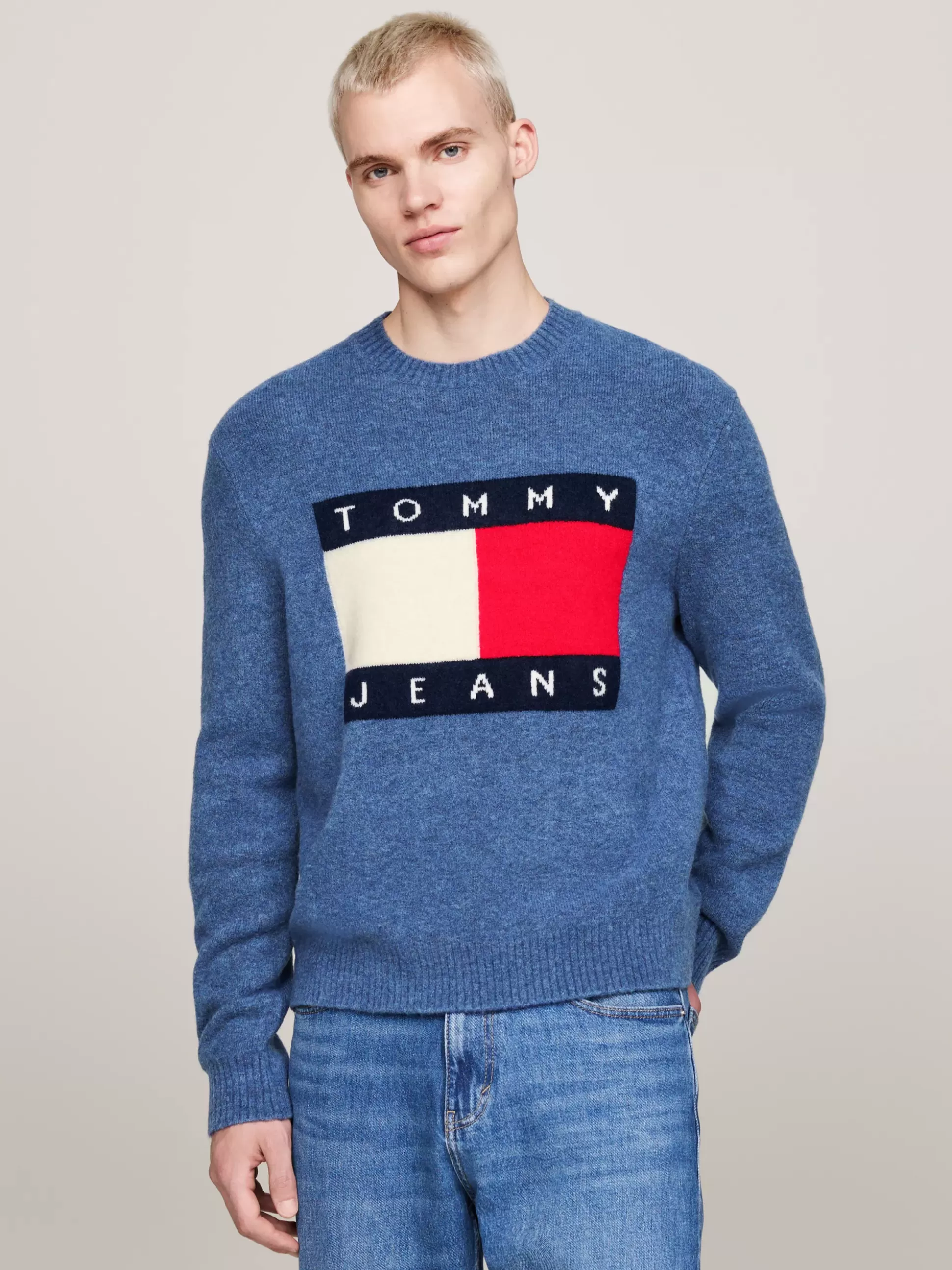 Tommy Hilfiger Swetry Z Okrągłym Dekoltem | Swetry^Sweter Z Dzianiny Melanżowej Z Domieszką Wełny