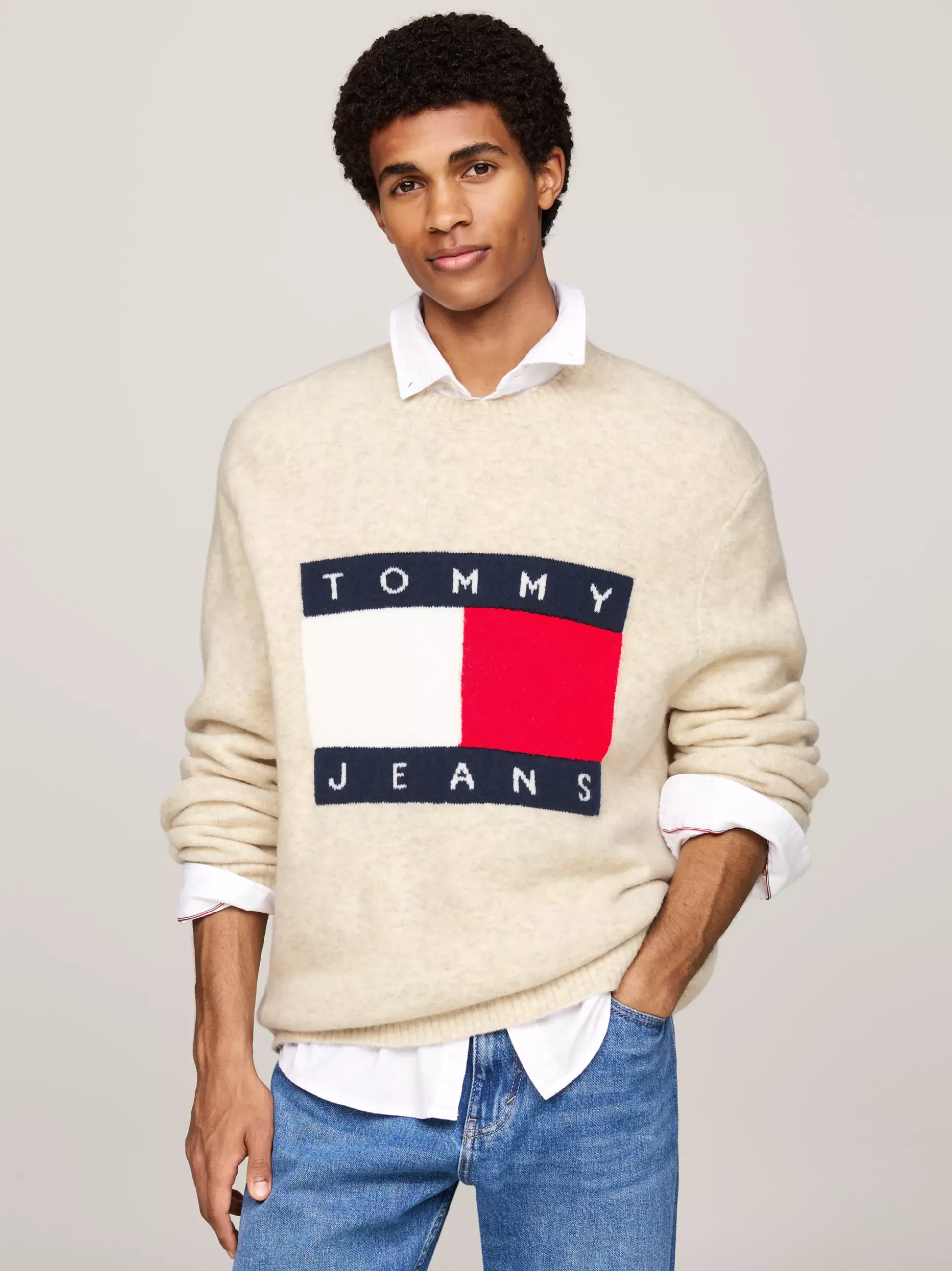 Tommy Hilfiger Swetry Z Okrągłym Dekoltem | Swetry^Sweter Z Dzianiny Melanżowej Z Domieszką Wełny