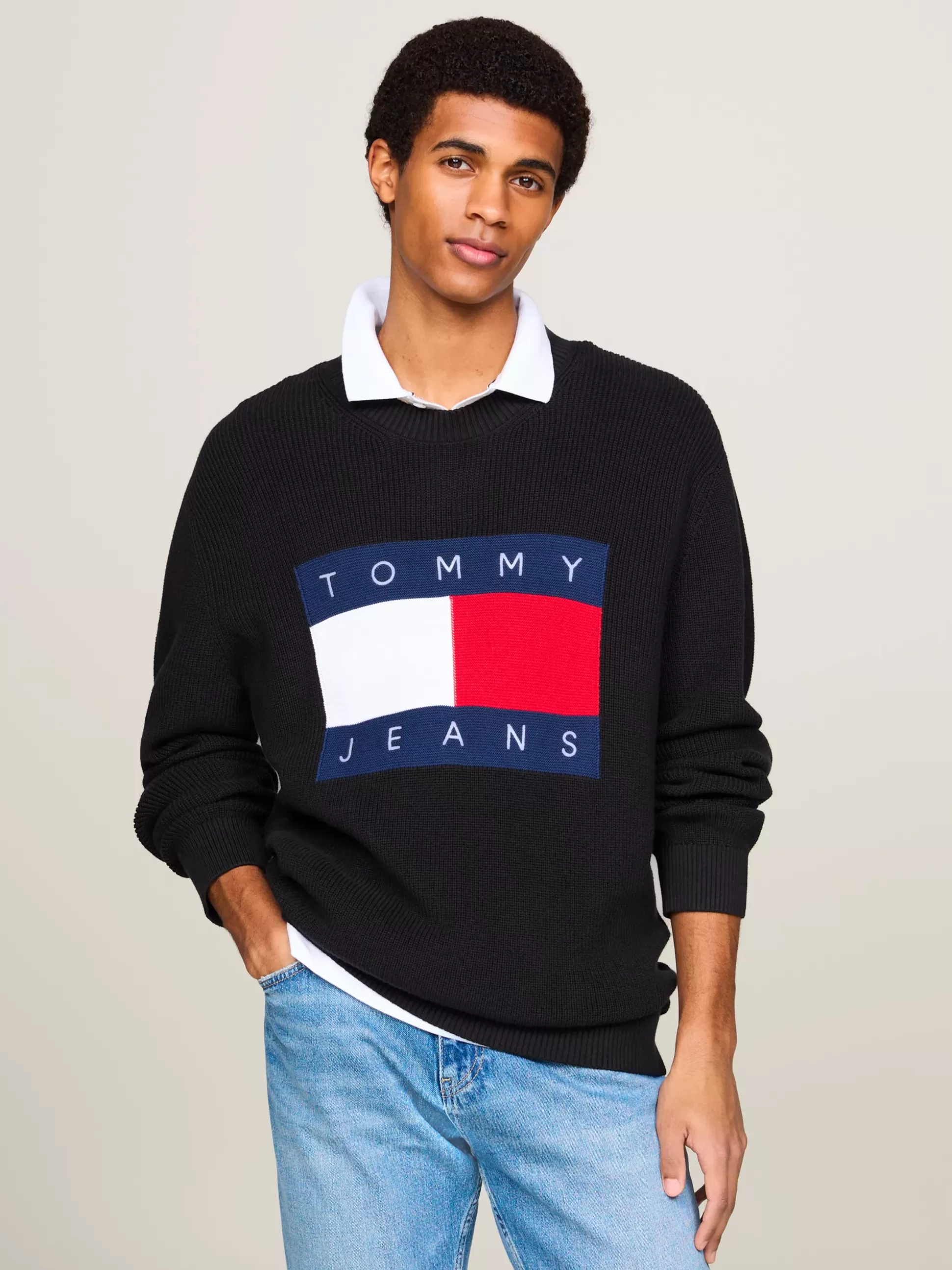 Tommy Hilfiger Swetry Z Okrągłym Dekoltem | Swetry^Sweter Z Naszywką Z Mozaikową Flagą